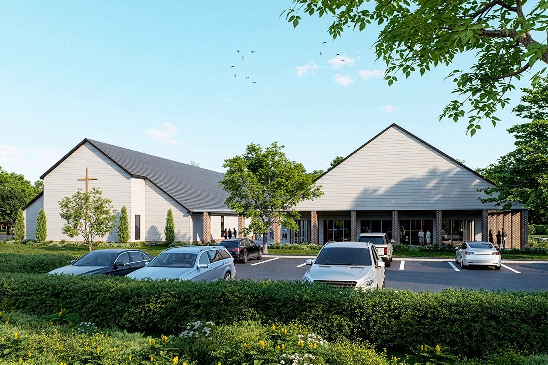 Project White Gable Church — institutional architectural visualization, view 1
