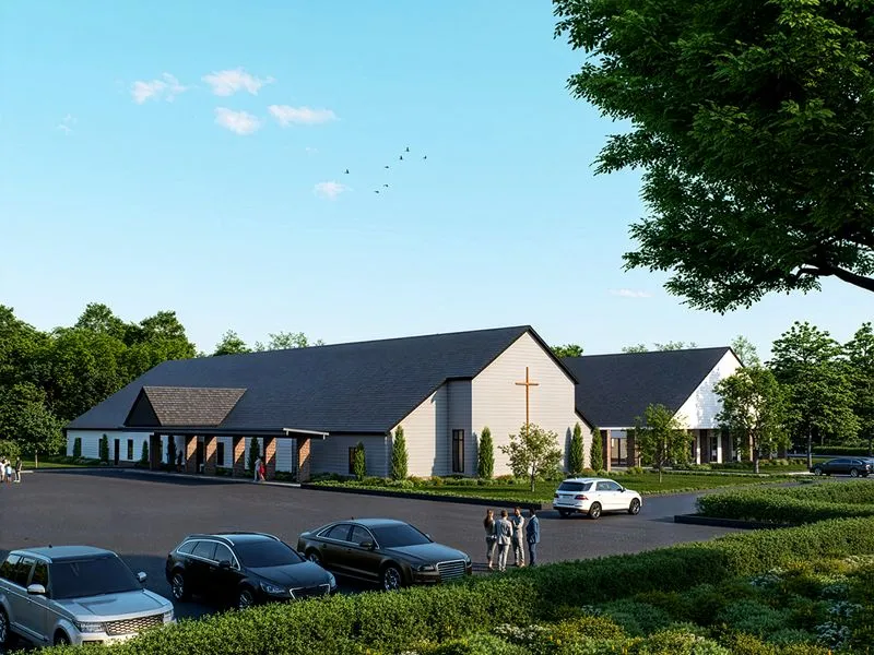 Project White Gable Church — institutional 3D rendering