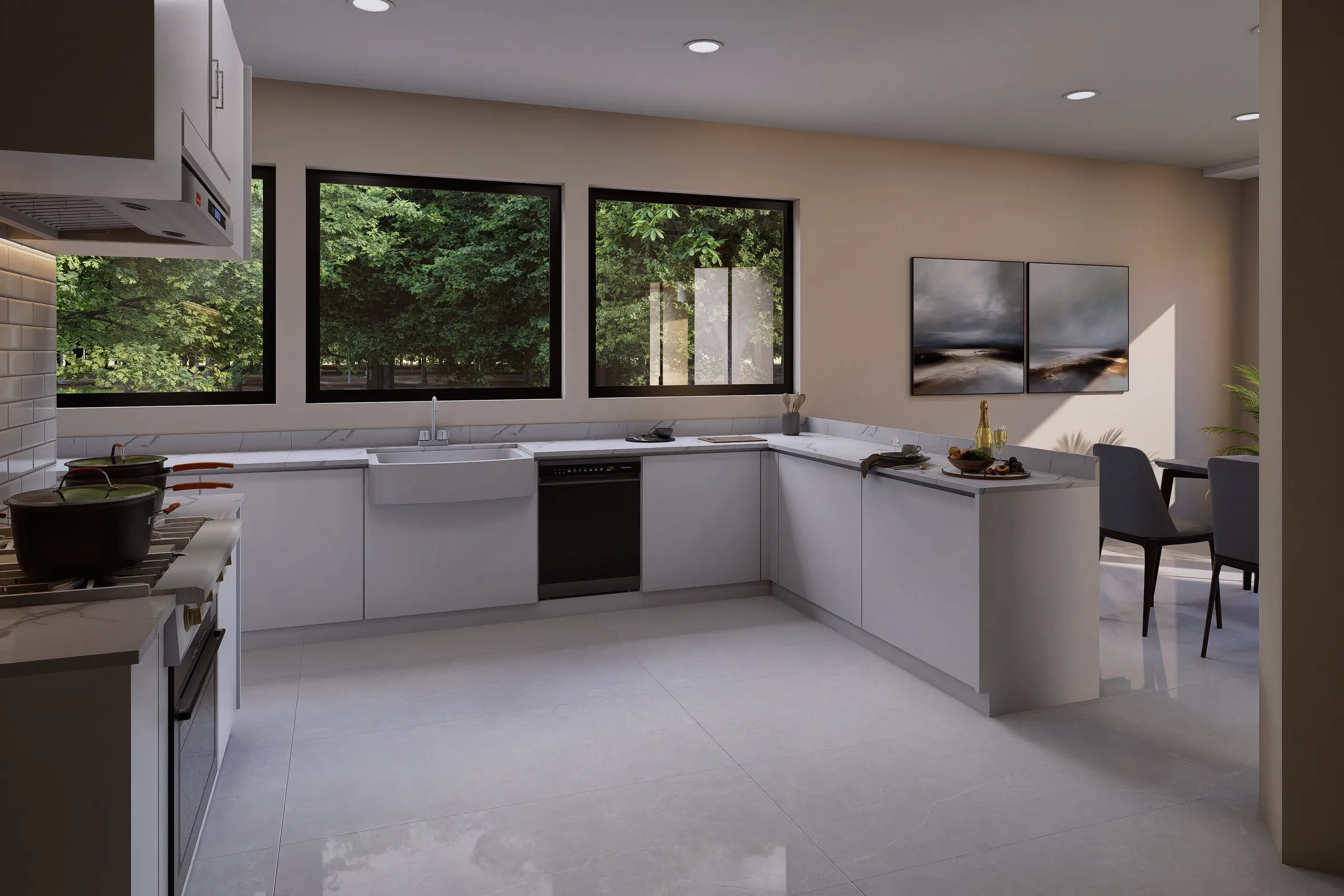 111 Modern Kitchen — residential 3D rendering by Praxis Studio