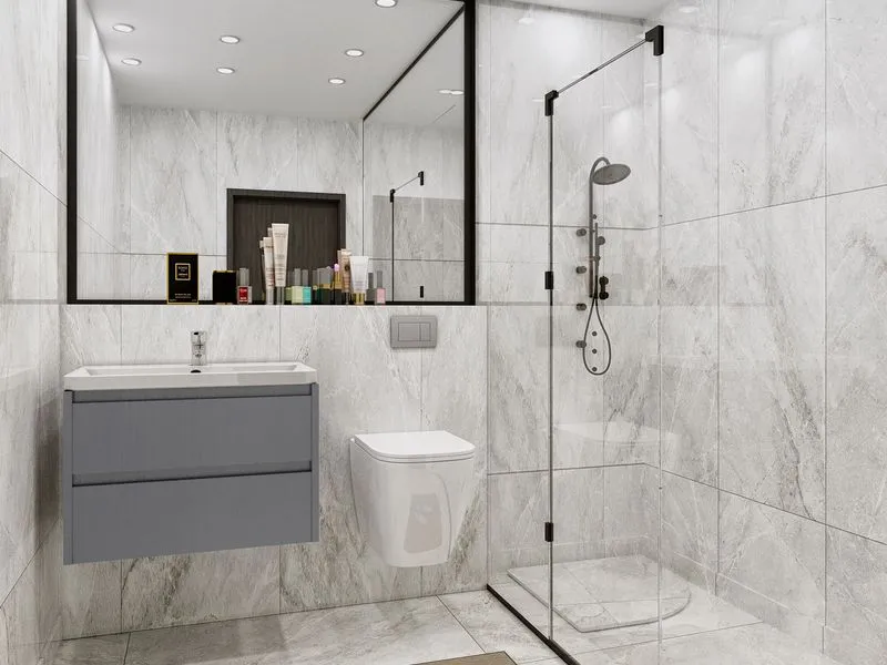 112 Marble Bathroom — residential 3D rendering