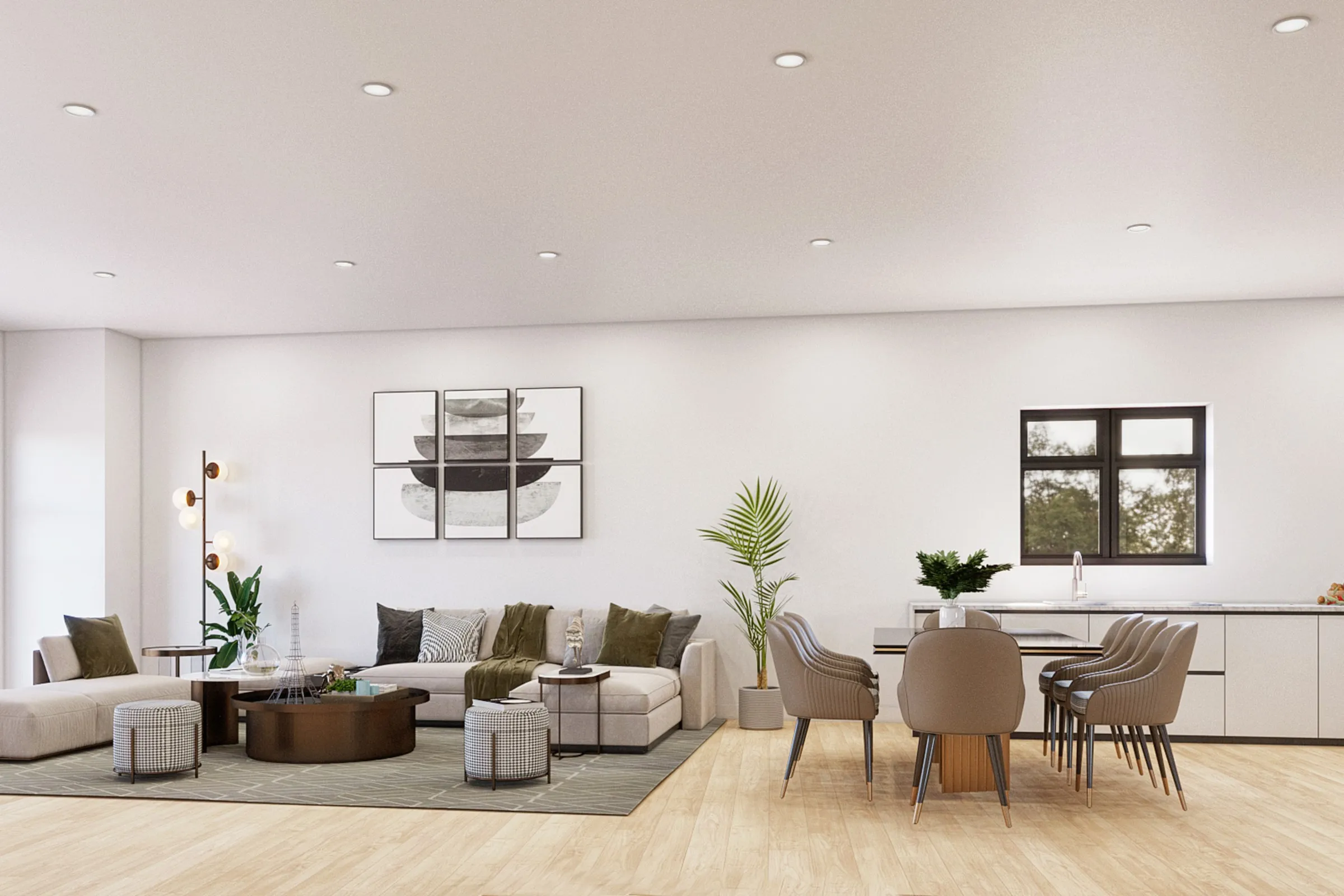 112 Open Living Kitchen — residential 3D rendering by Praxis Studio