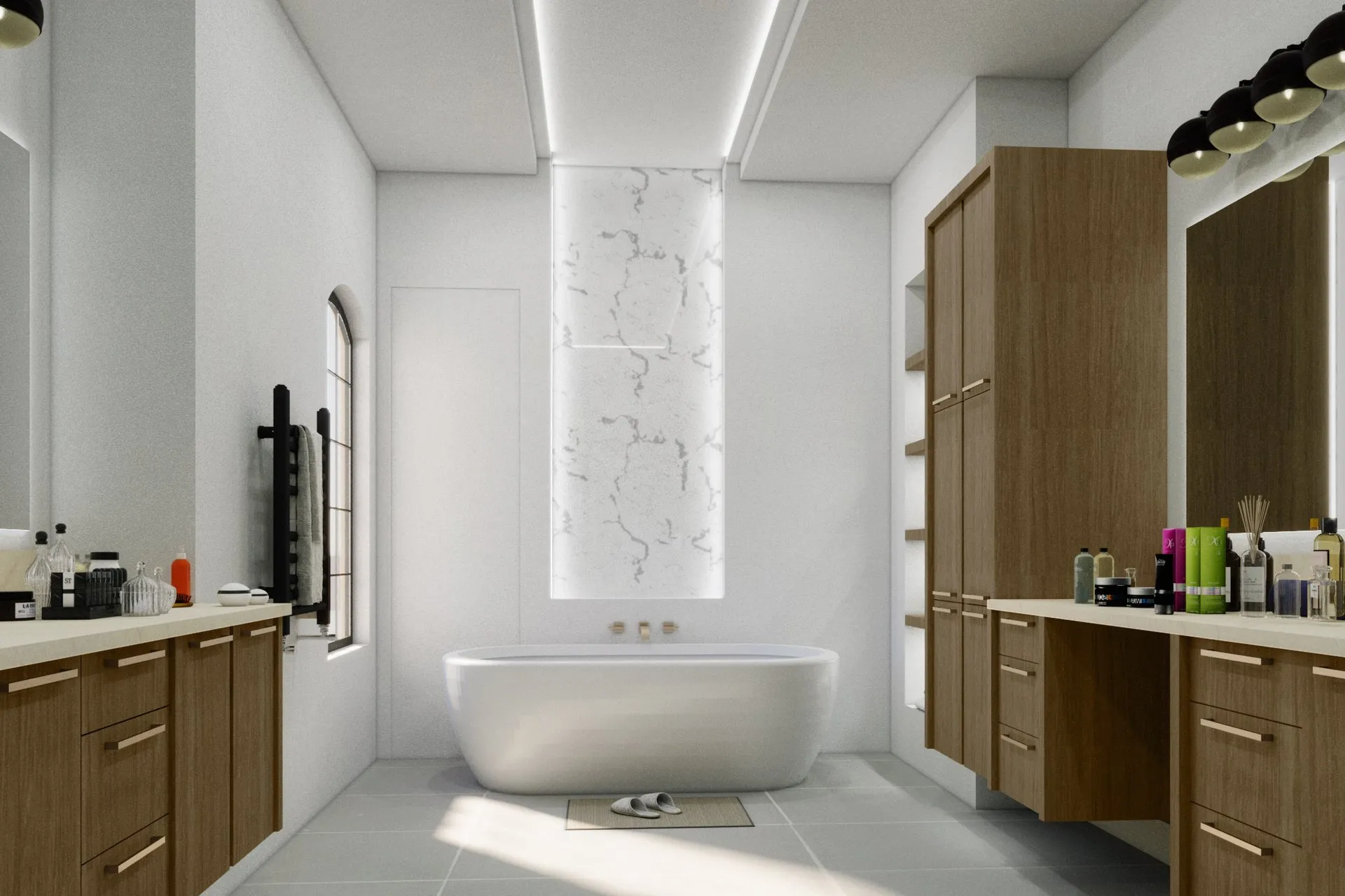 96 Dual Vanity Master Bath — residential architectural visualization, view 2