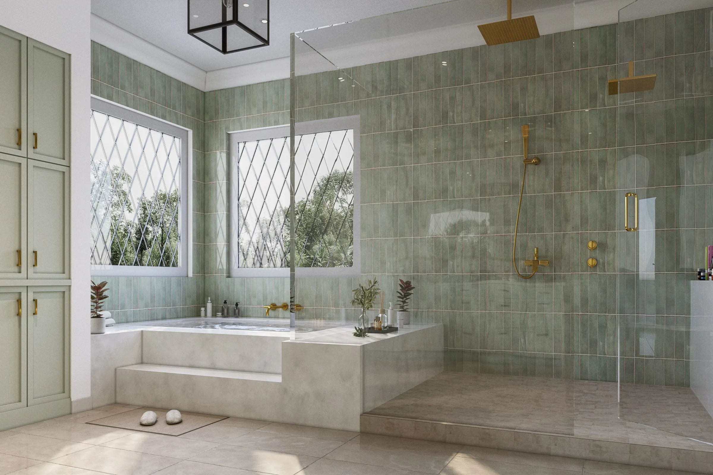 Opt1 Green Tile Master Bath — Case Study