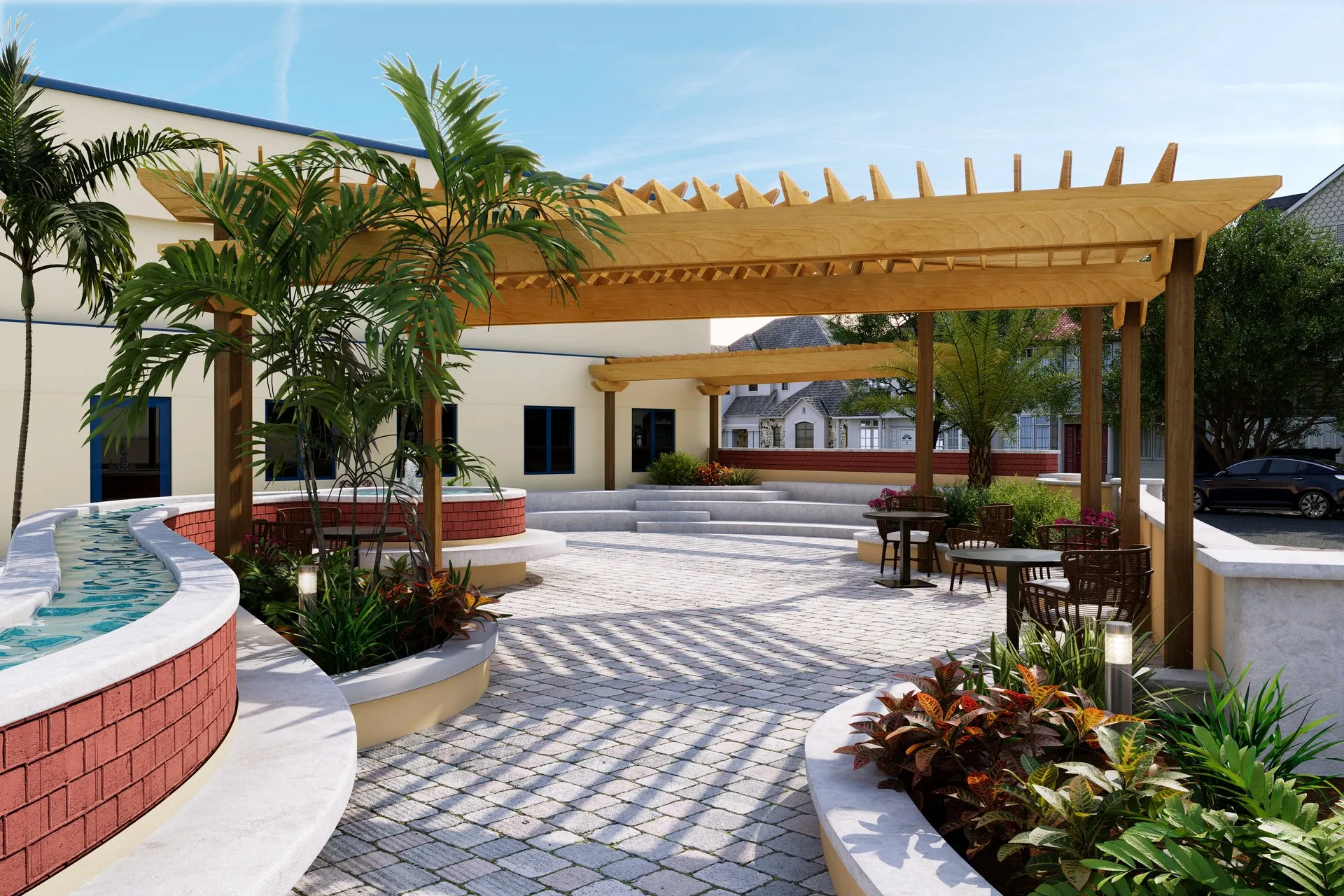 Library Reading Garden — landscape architectural visualization, view 1