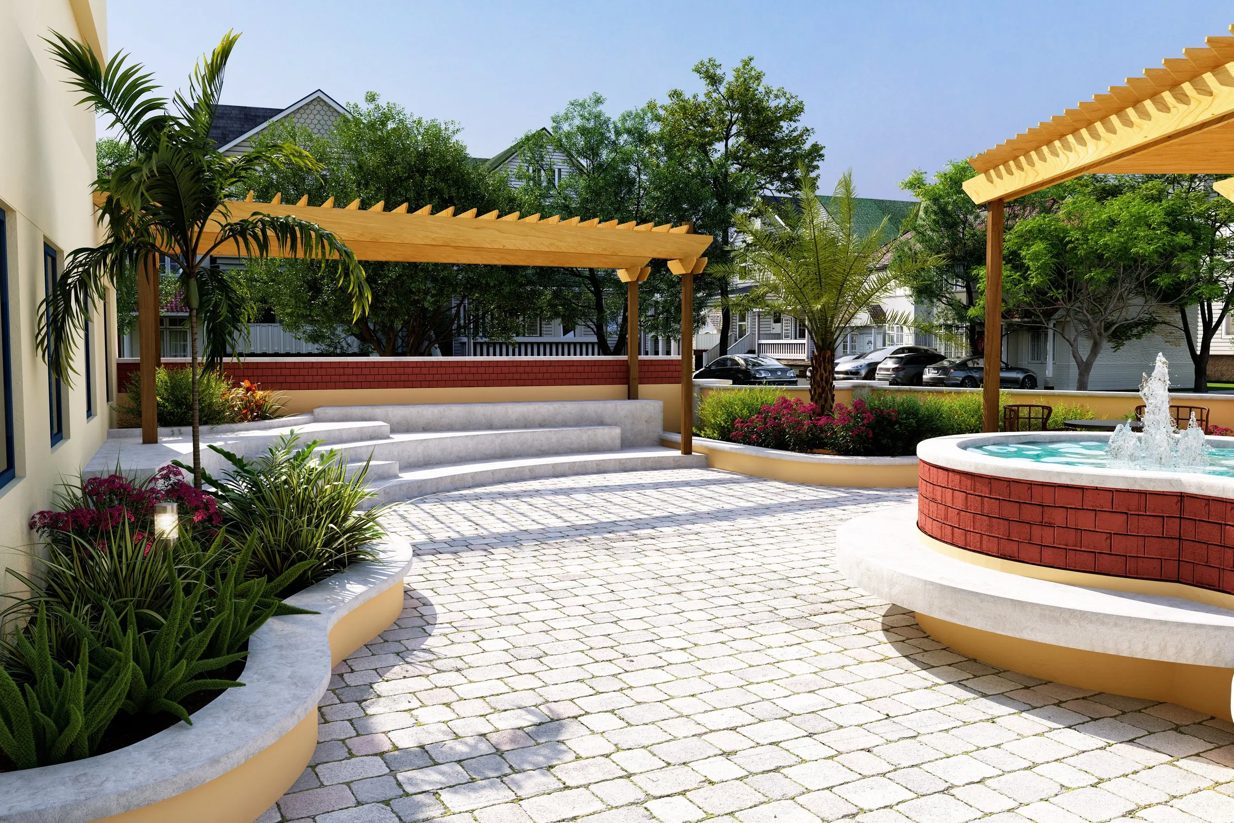 Library Reading Garden — landscape 3D rendering by Praxis Studio