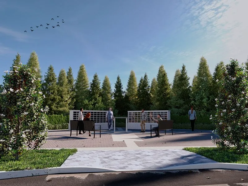Memorial Garden Columbarium — landscape 3D rendering