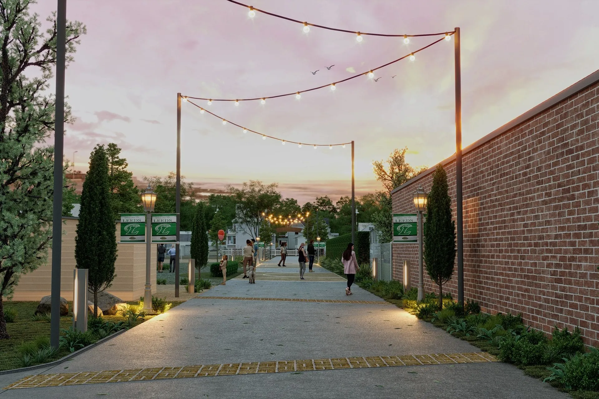 Parkway Alley Urban Walk — landscape architectural visualization, view 1