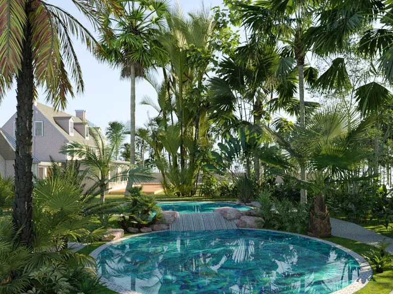 Tropical Pool Garden — landscape 3D rendering