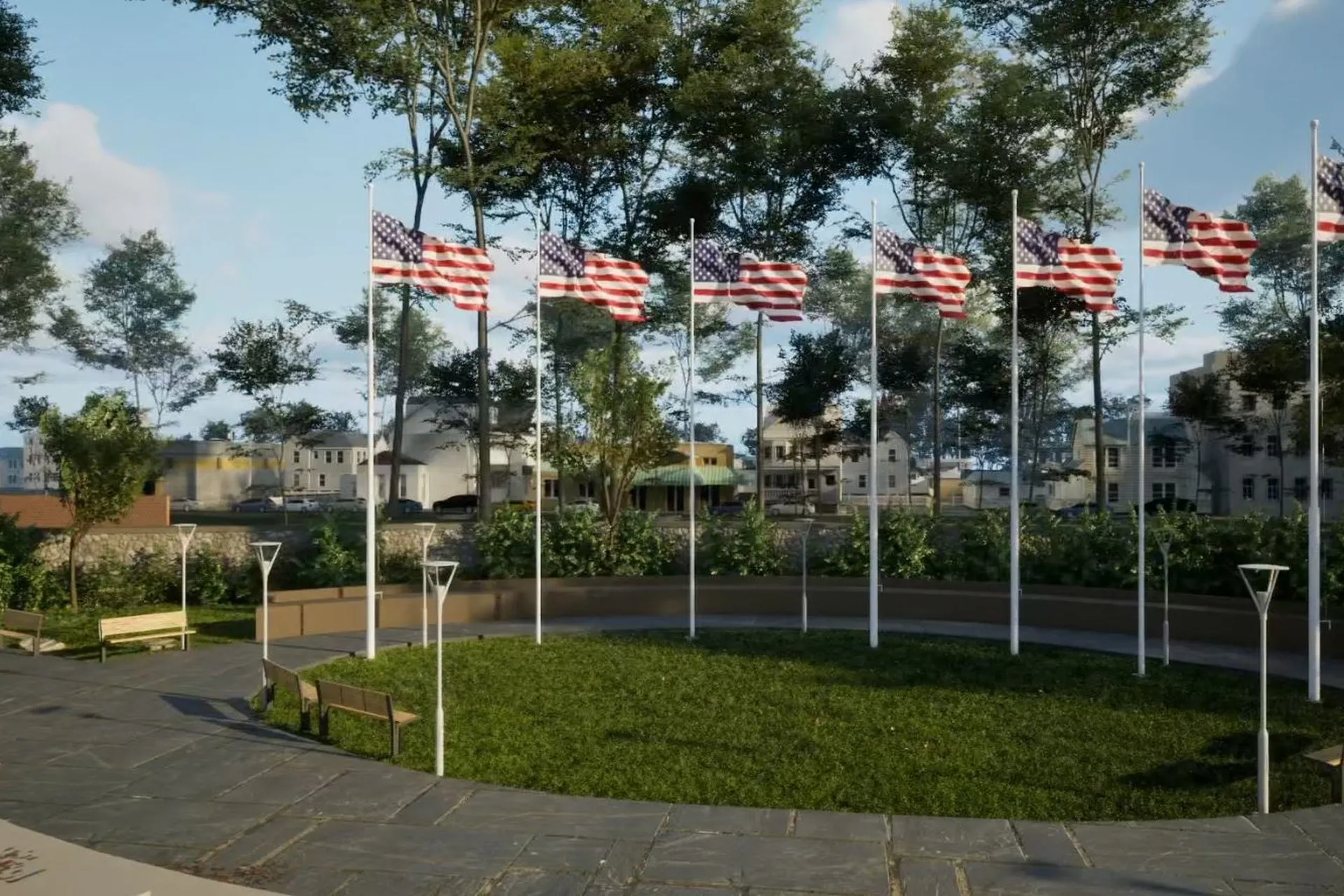 Veterans Memorial Park — landscape architectural visualization, view 2