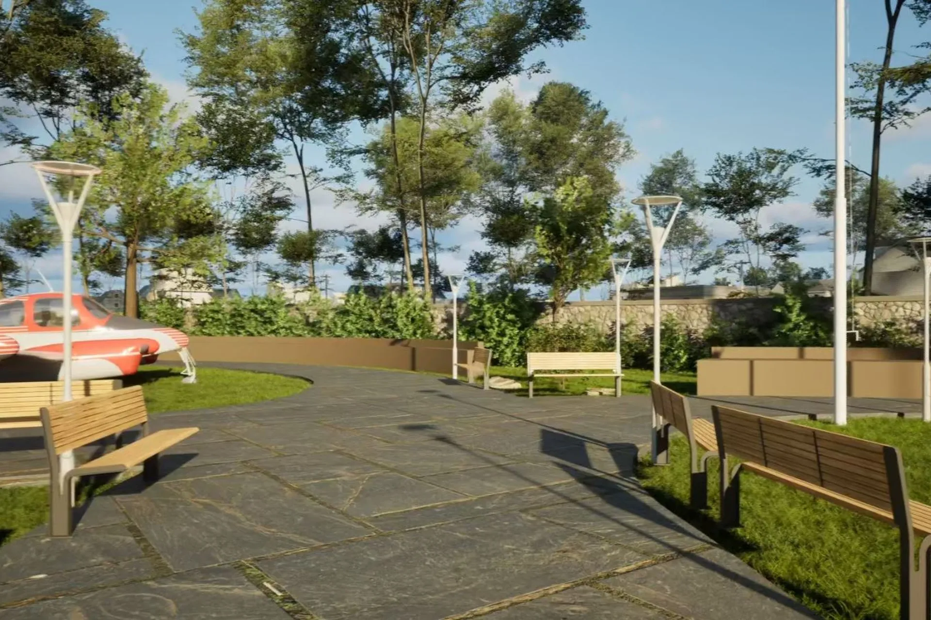 Veterans Memorial Park — landscape architectural visualization, view 3