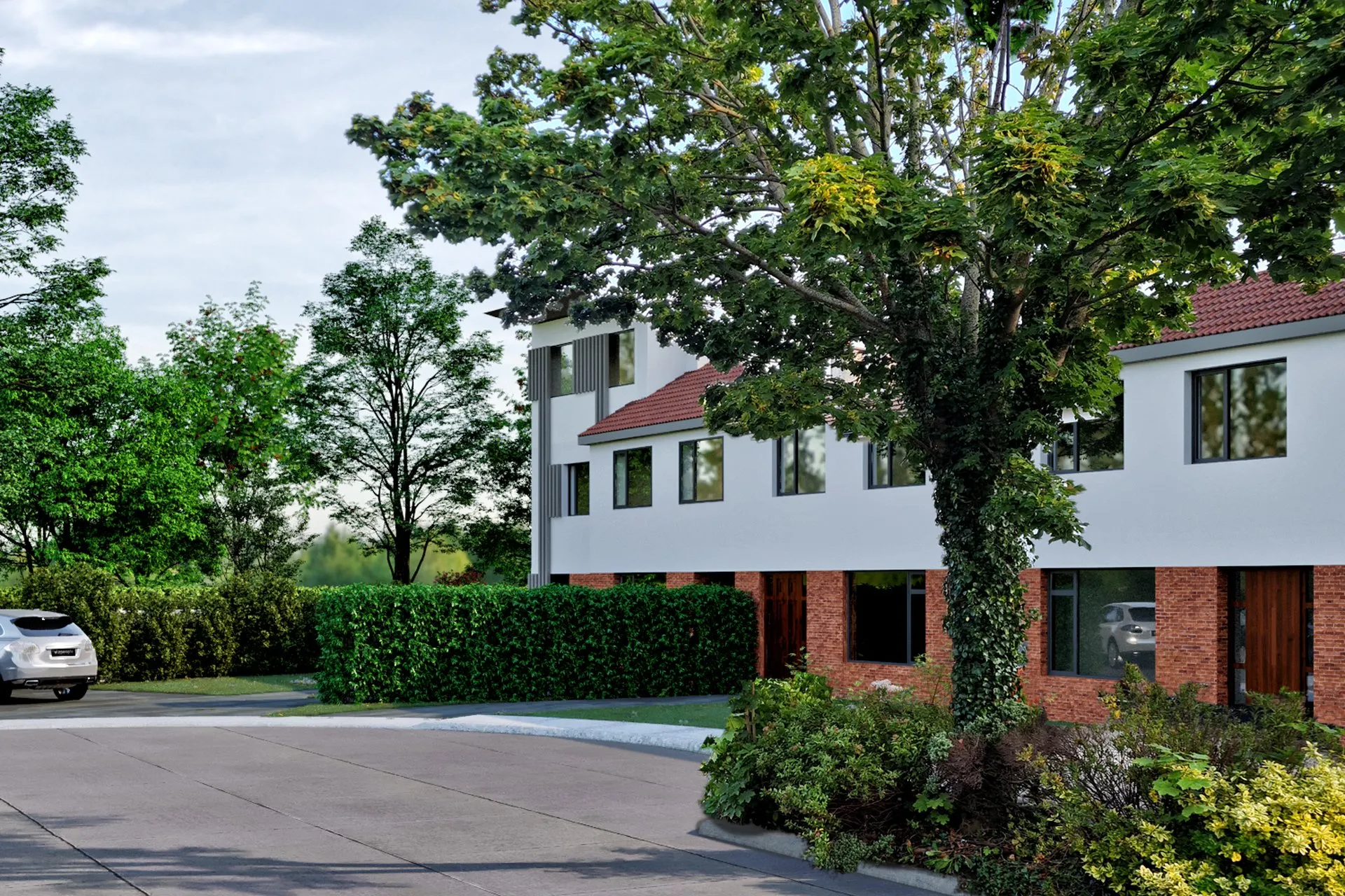 Barclay Court Exterior — residential architectural visualization, view 1