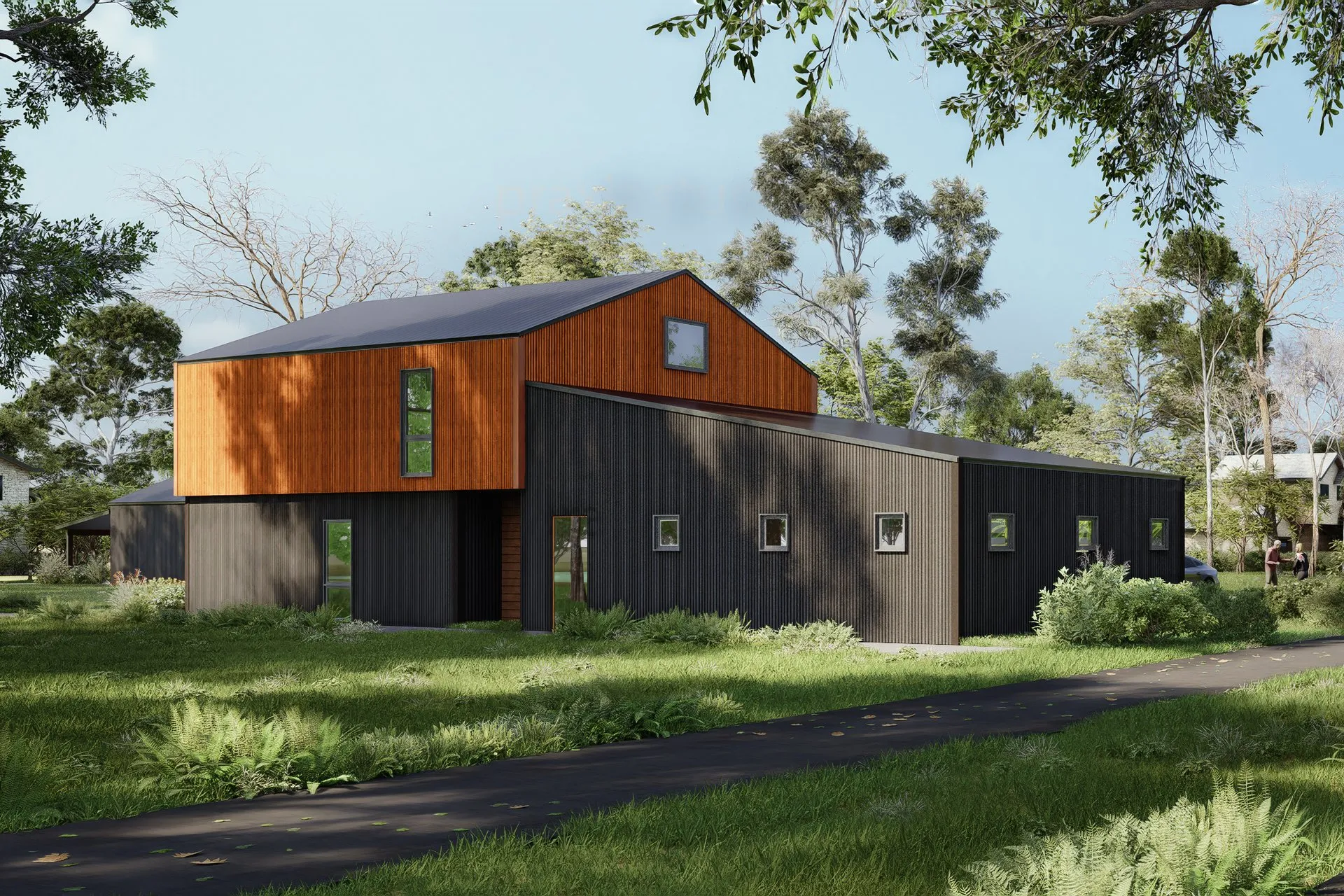 Barn Style Contemporary 118 — residential architectural visualization, view 4
