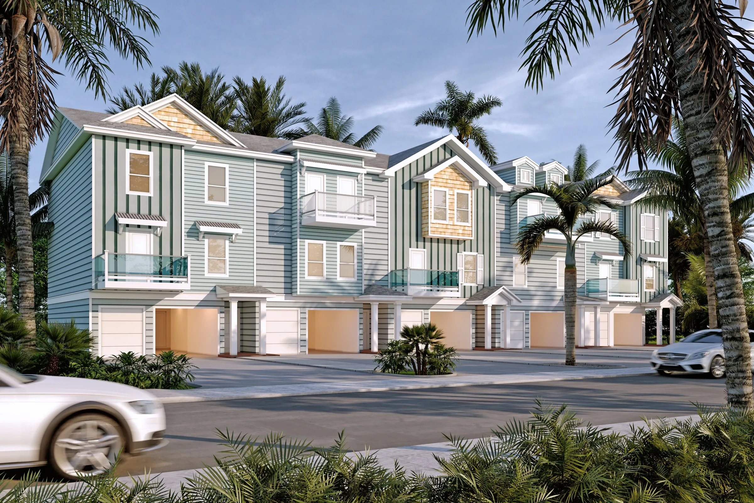 Bb Adams Coastal Townhomes — residential 3D rendering by Praxis Studio