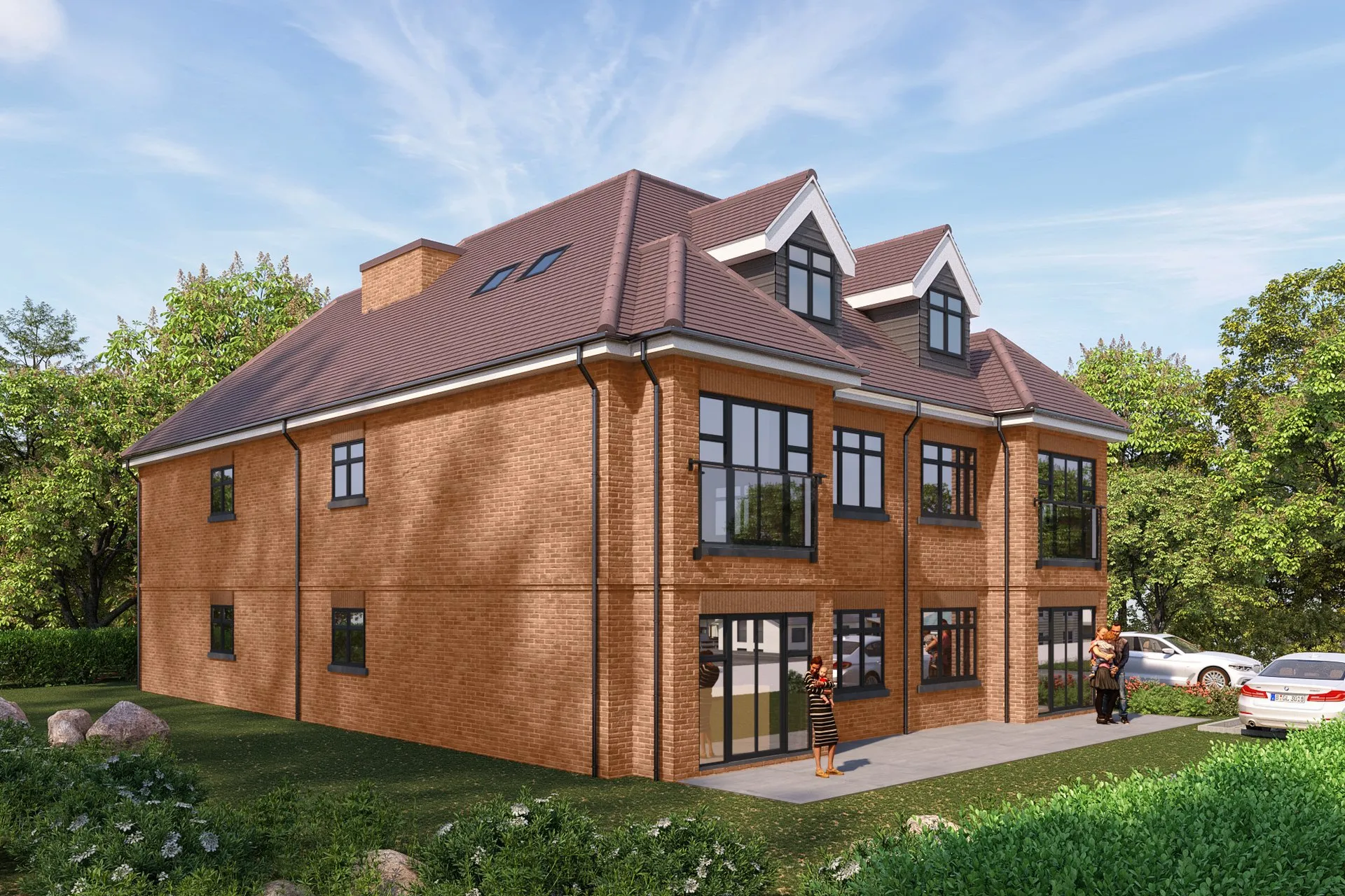 Brick Detached 112 — residential architectural visualization, view 1