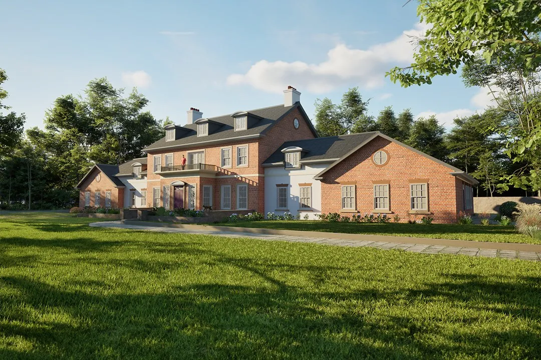 Colonial Brick Mansion 22 — residential 3D rendering by Praxis Studio