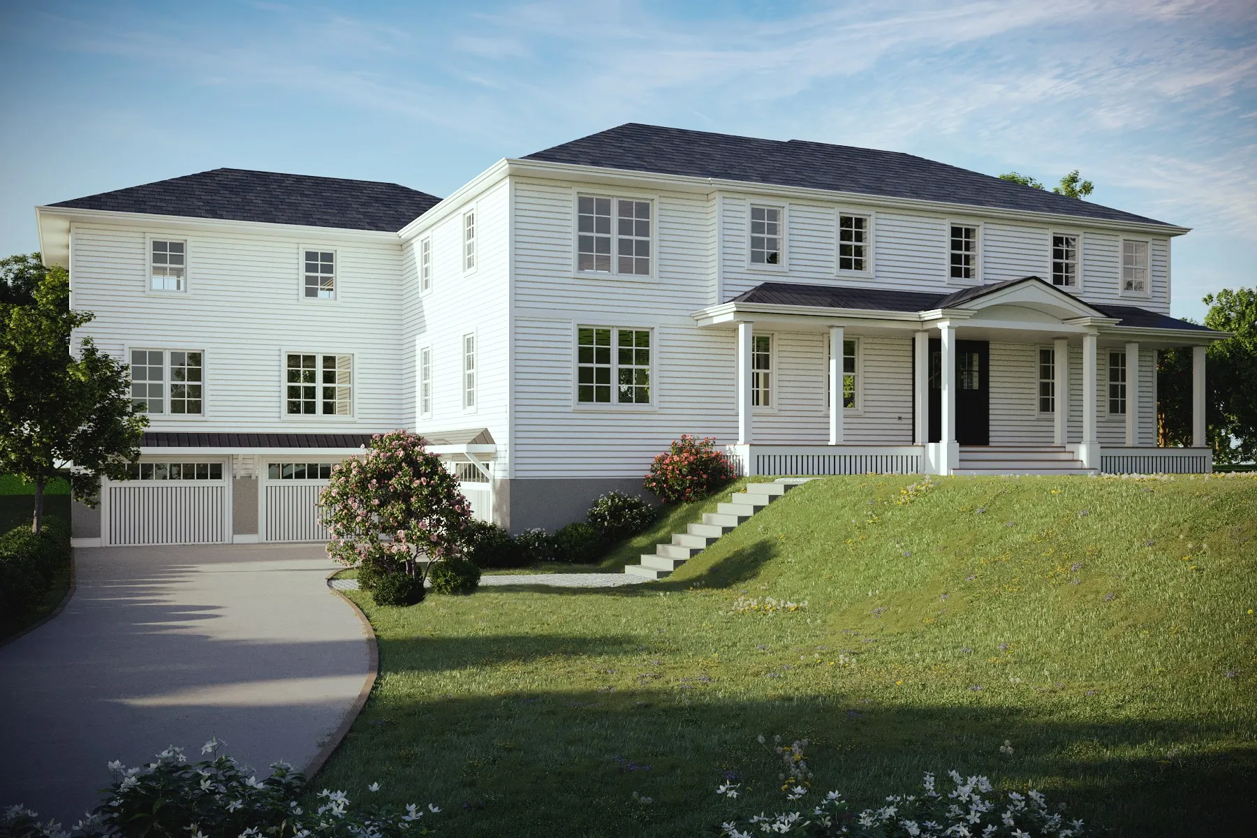 Colonial Revival Estate — residential 3D rendering by Praxis Studio