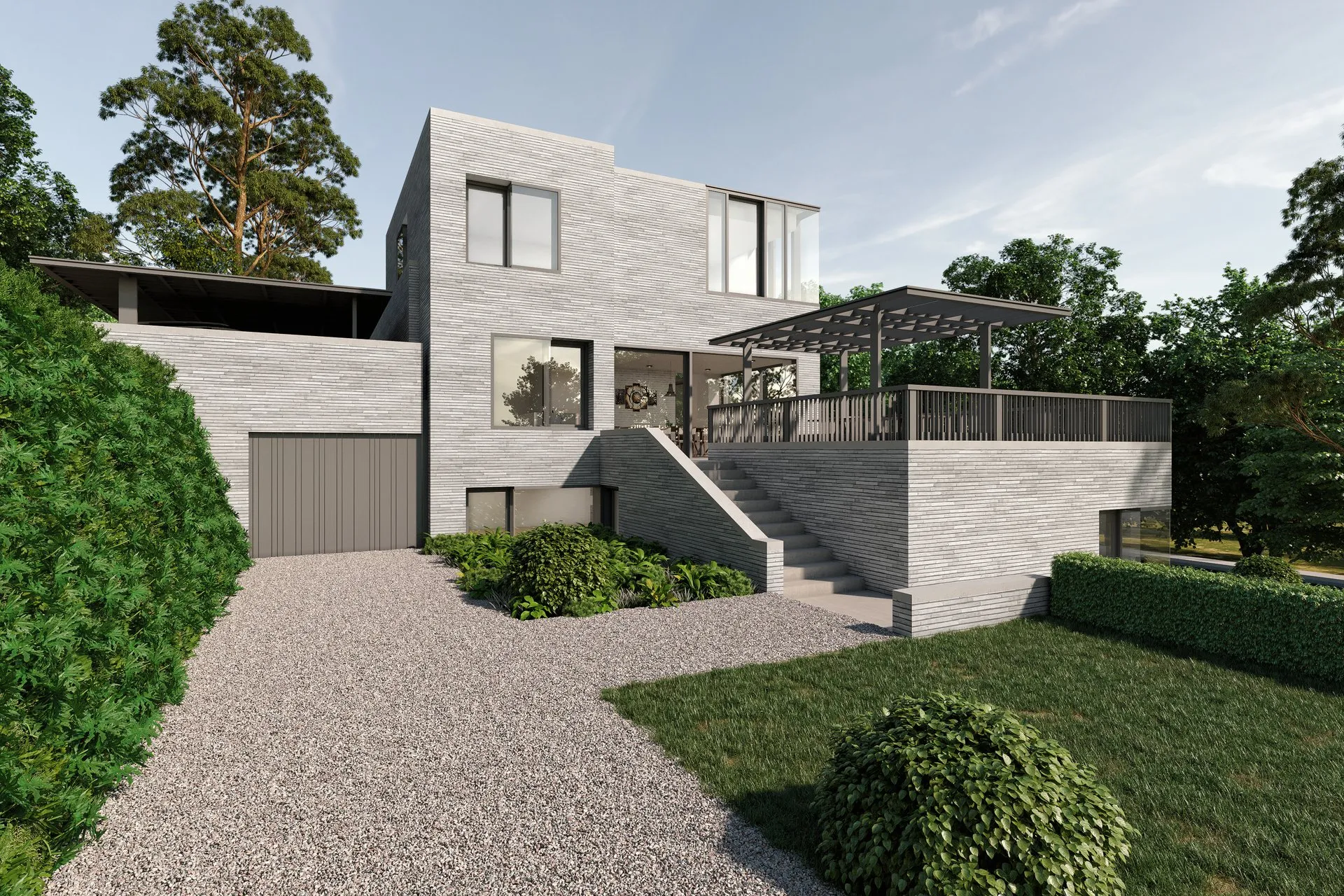 Contemporary Stone Villa — Case Study — luxury residential architecture visualization detail 2