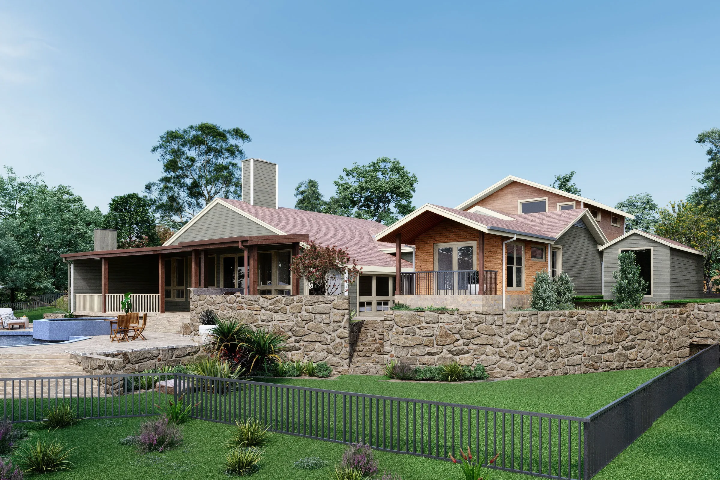 Craftsman Ranch Renovation — residential 3D rendering by Praxis Studio
