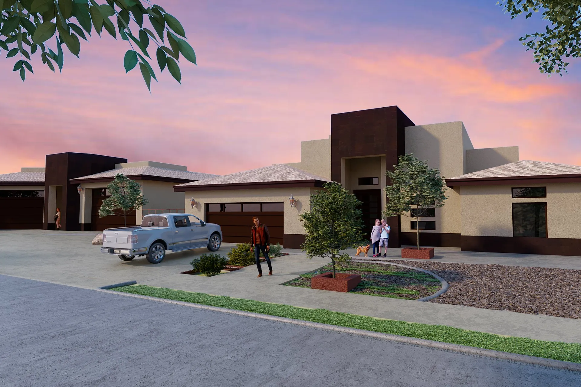 Daniel Desert Modern — residential architectural visualization, view 1