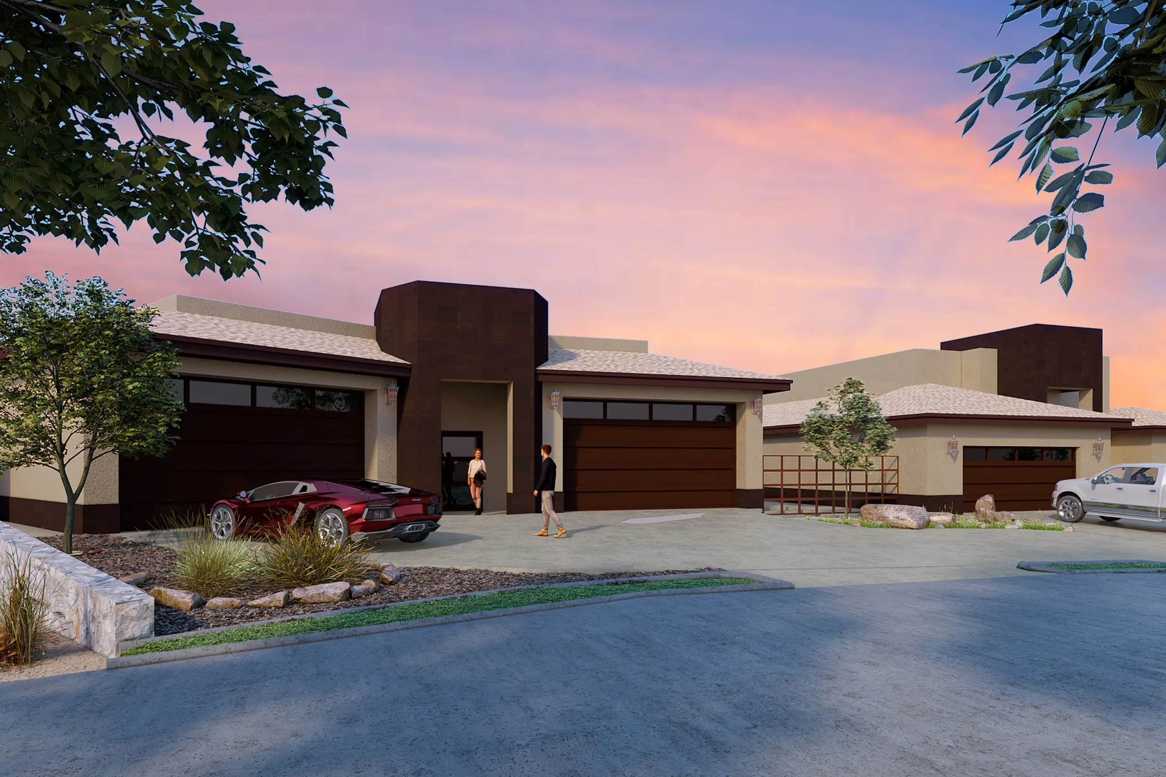 Daniel Desert Modern — residential 3D rendering by Praxis Studio