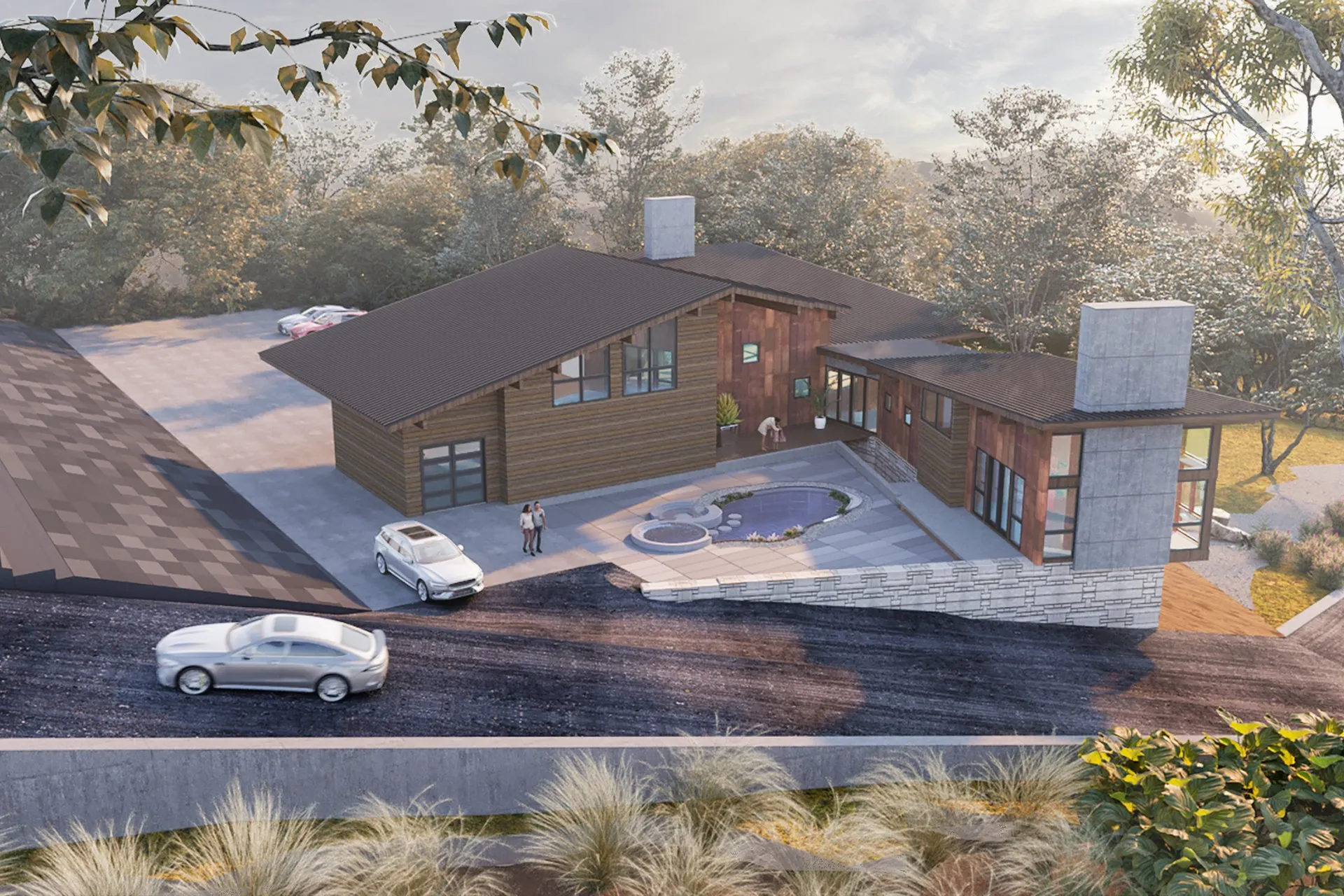 Day View Rustic Modern — residential architectural visualization, view 2