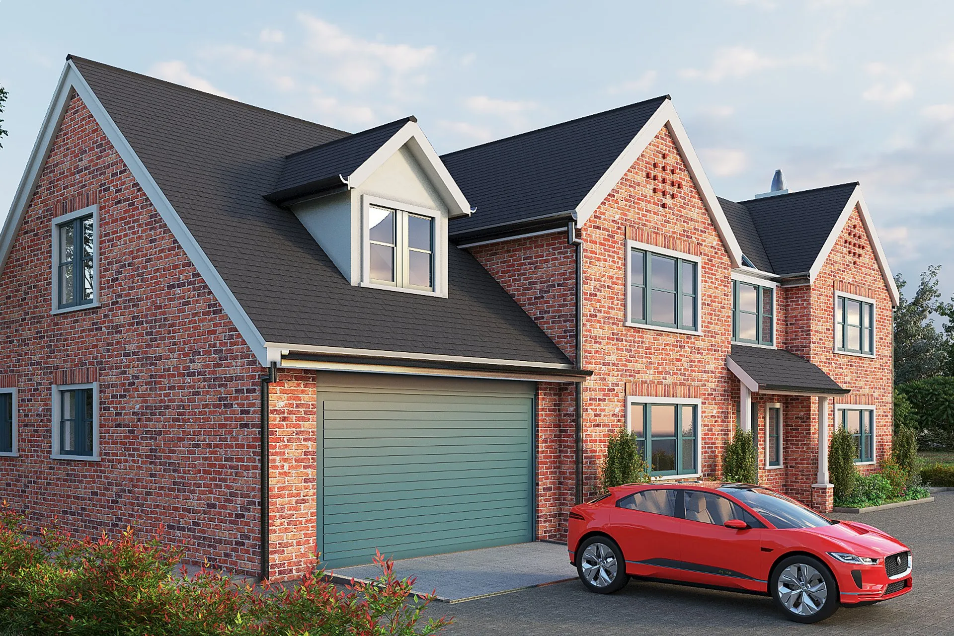 English Brick Estate — residential architectural visualization, view 4