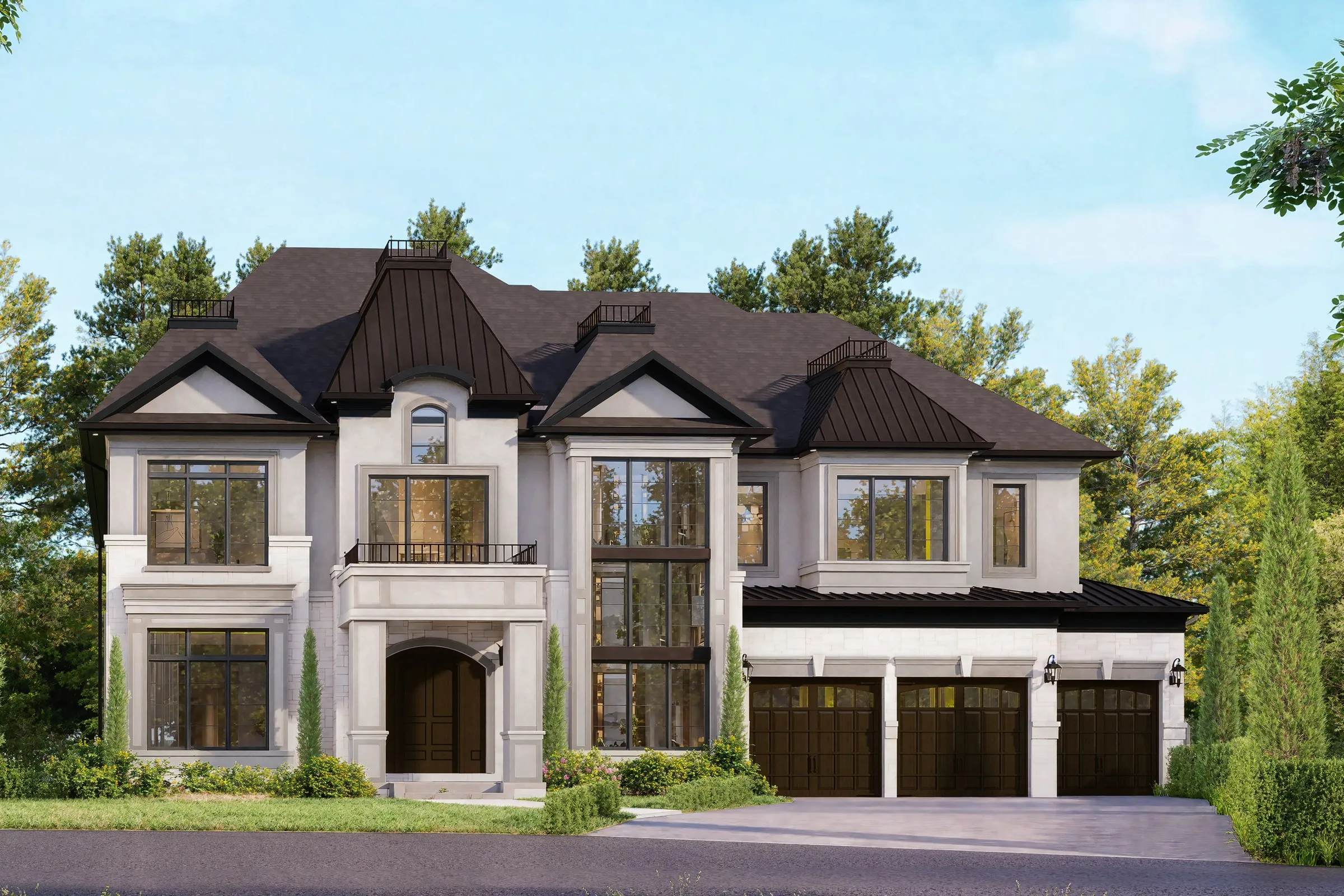 French Chateau Mansion 131 — residential 3D rendering by Praxis Studio