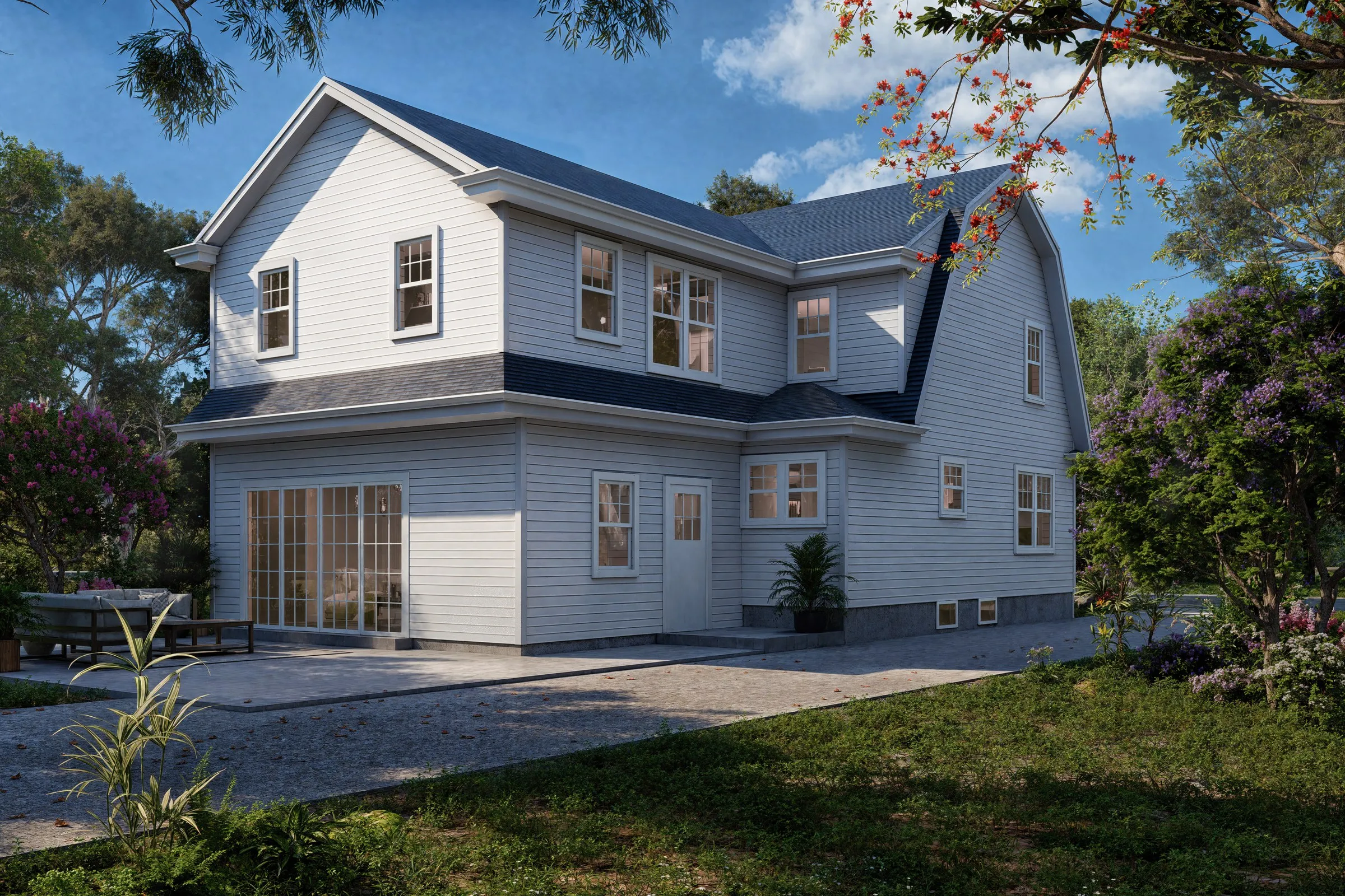 Gambrel Farmhouse 116 — residential 3D rendering by Praxis Studio