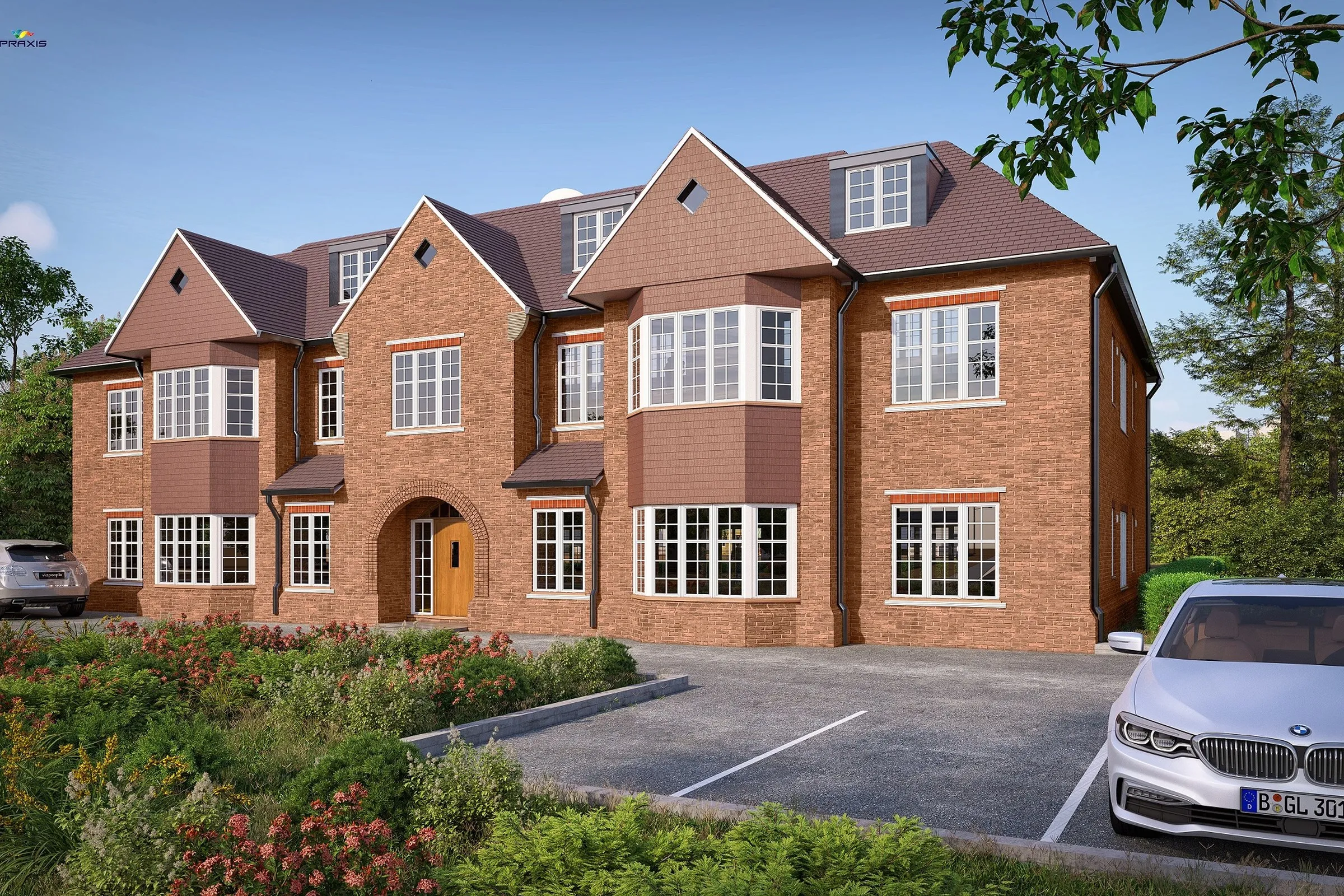 Georgian Brick Apartments — residential 3D rendering by Praxis Studio