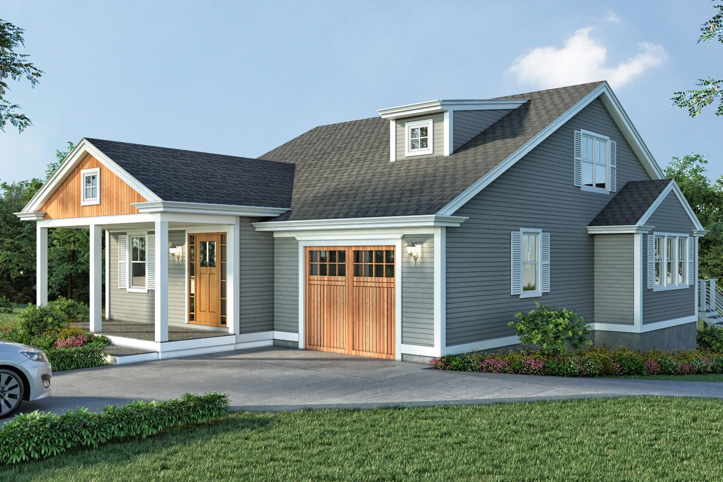 Gray Craftsman Cottage 16 — residential 3D rendering by Praxis Studio