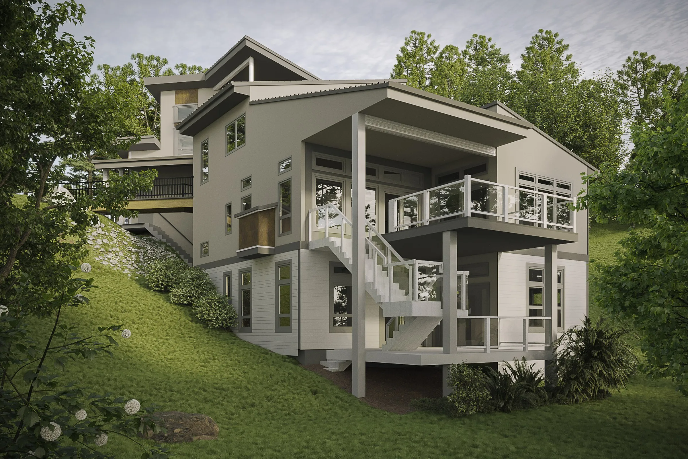 Gregg Hillside Contemporary — residential 3D rendering by Praxis Studio