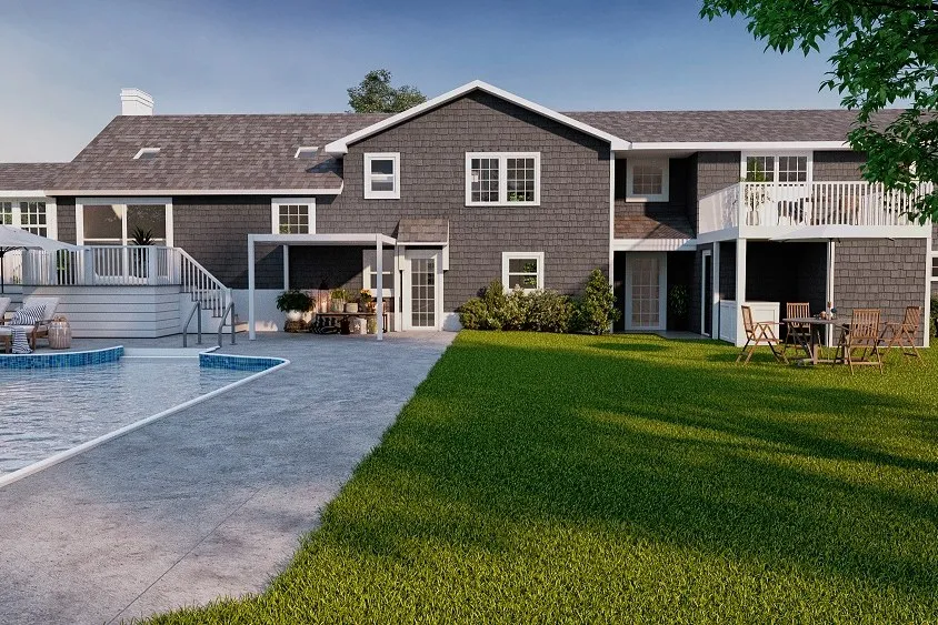 Hamptons Shingle Pool Estate — residential 3D rendering by Praxis Studio