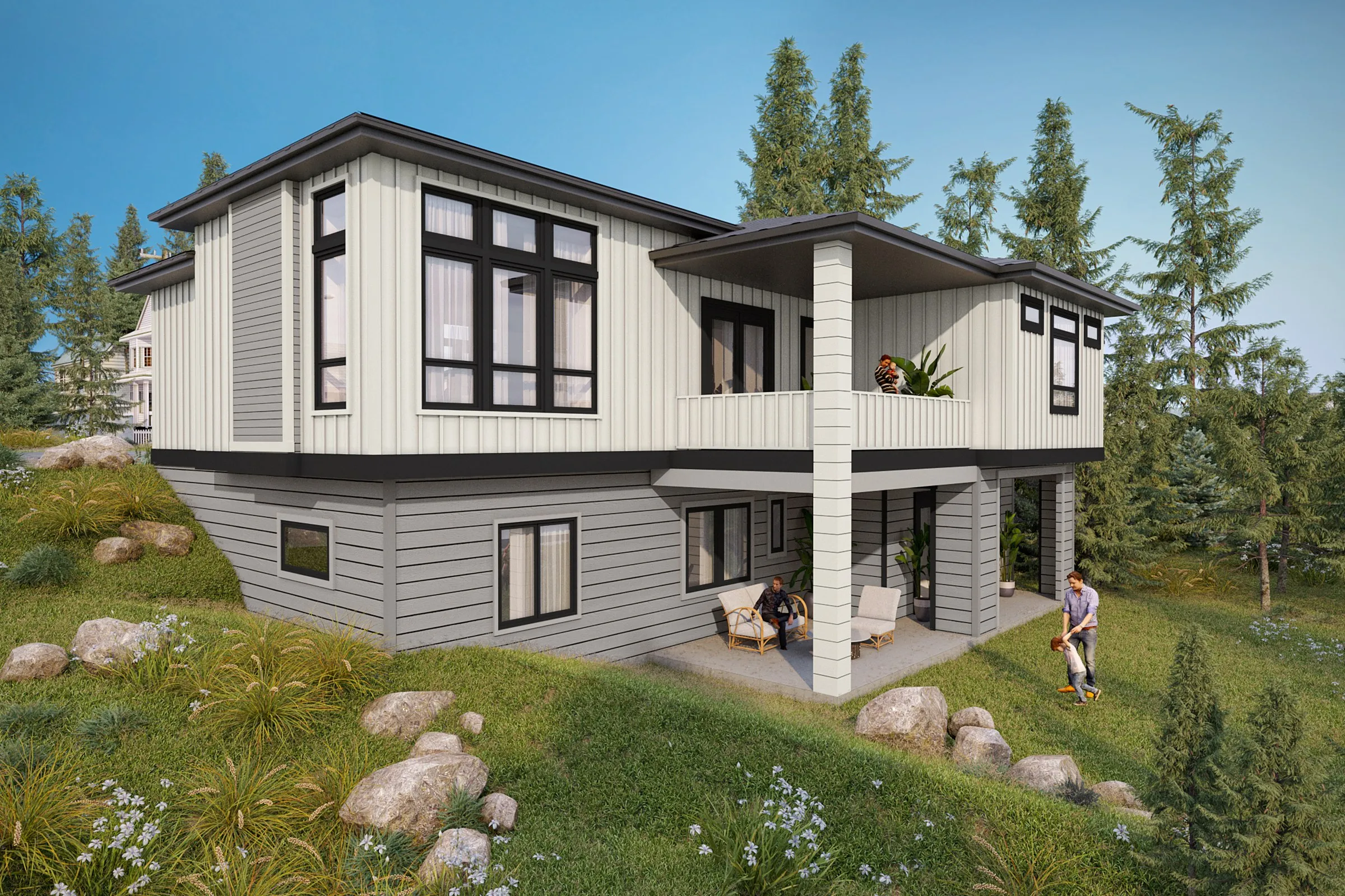 Hillside Split Level 20 — residential 3D rendering by Praxis Studio