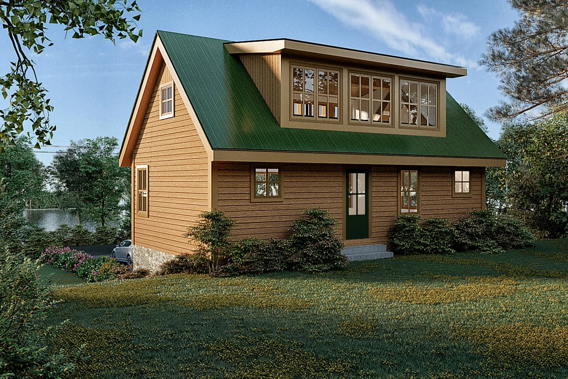 Lakeside Cabin Retreat — residential architectural visualization, view 1