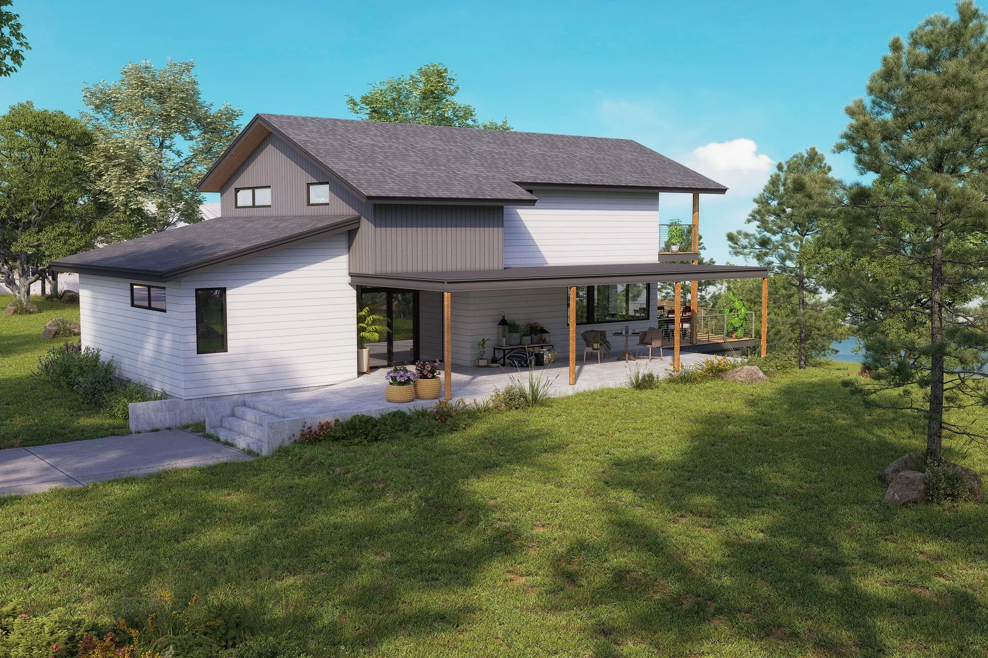 Lakeside Contemporary 19 — residential architectural visualization, view 1
