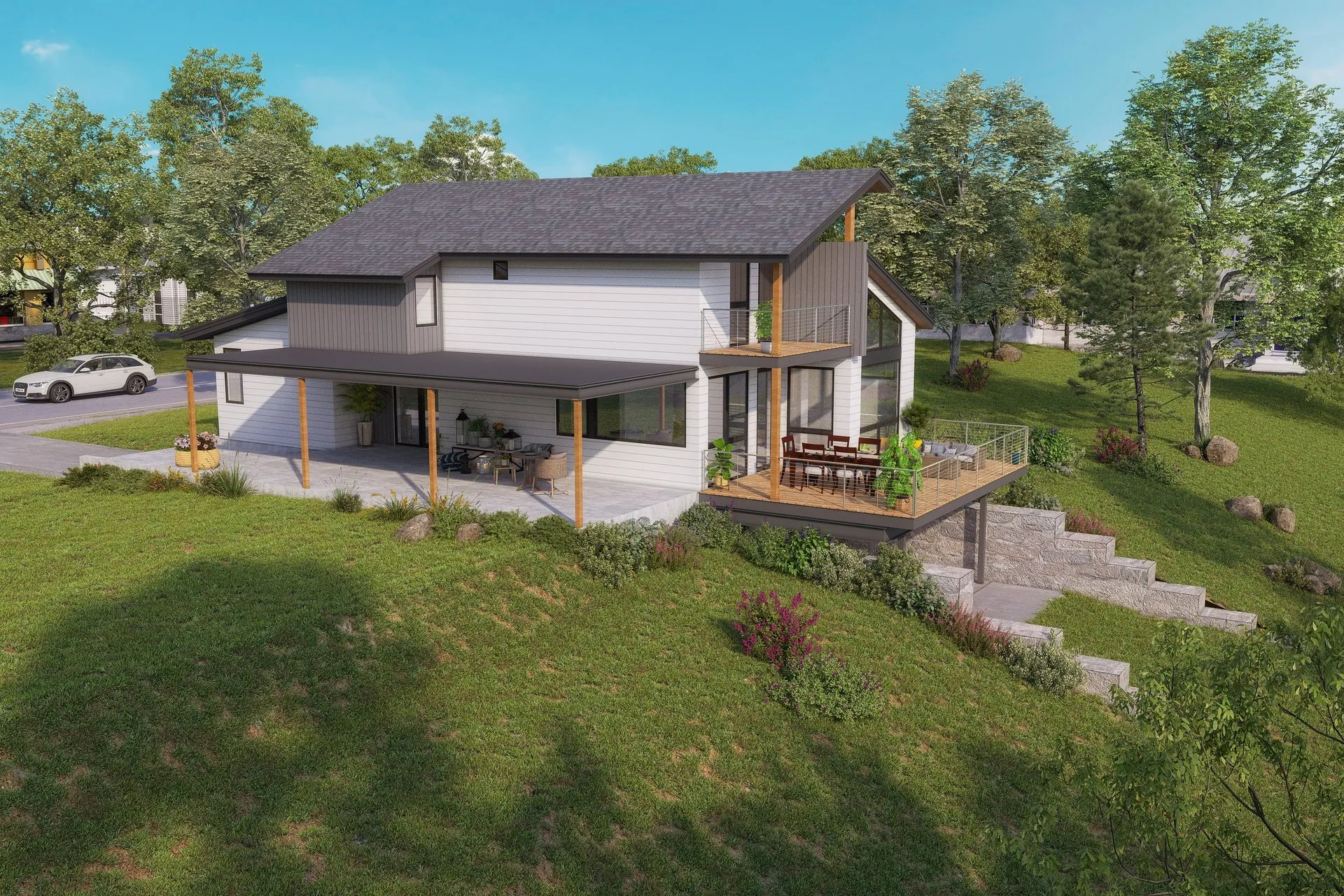 Lakeside Contemporary 19 — residential architectural visualization, view 2