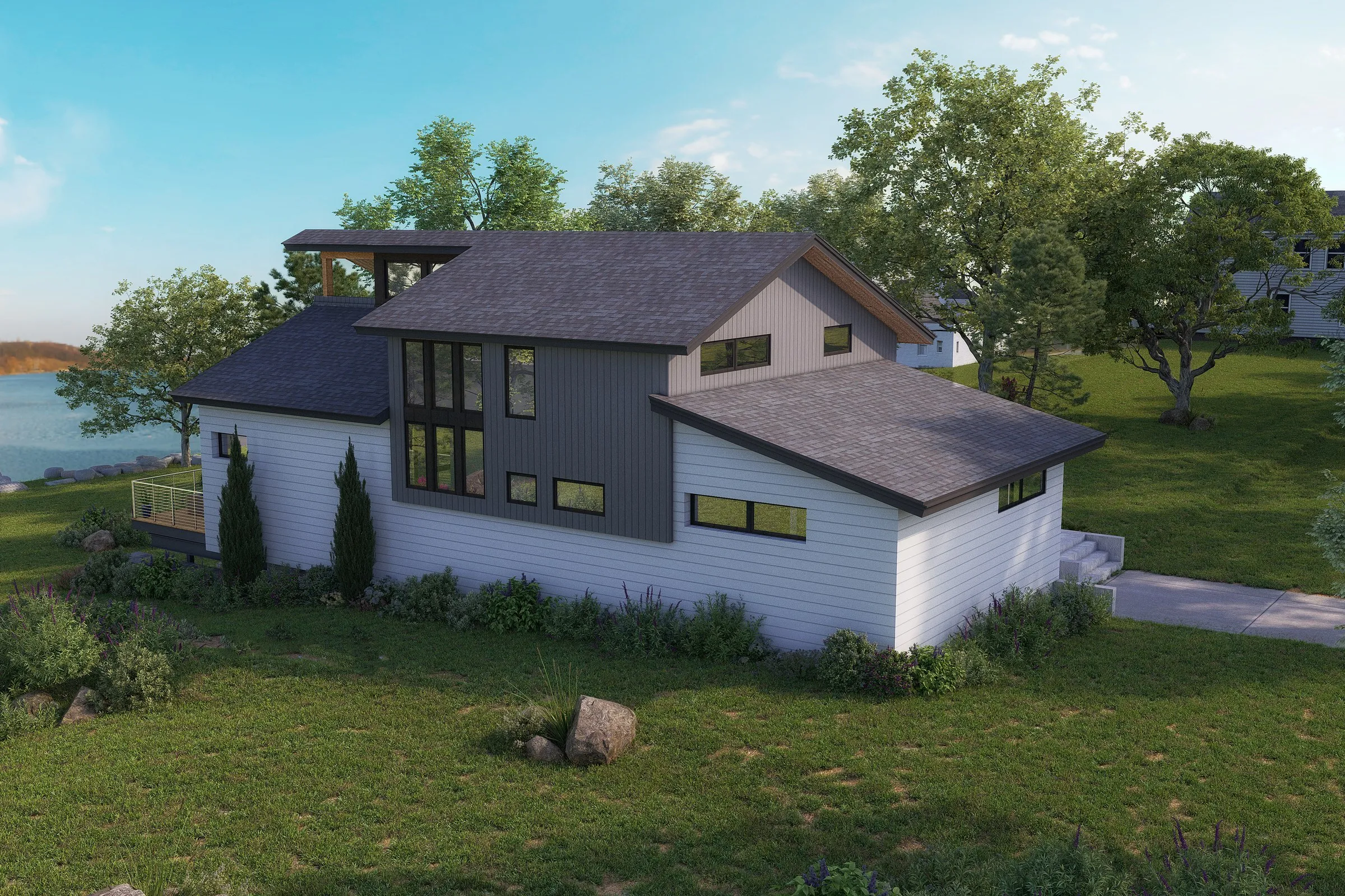 Lakeside Contemporary 19 — residential 3D rendering by Praxis Studio