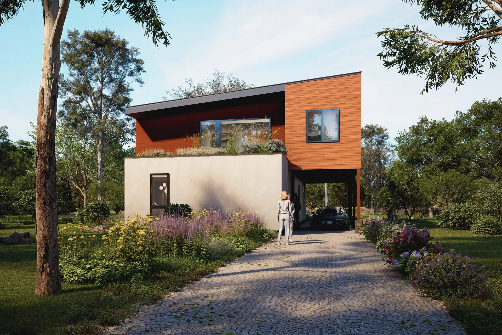 Modern Box House 107 — residential architectural visualization, view 2