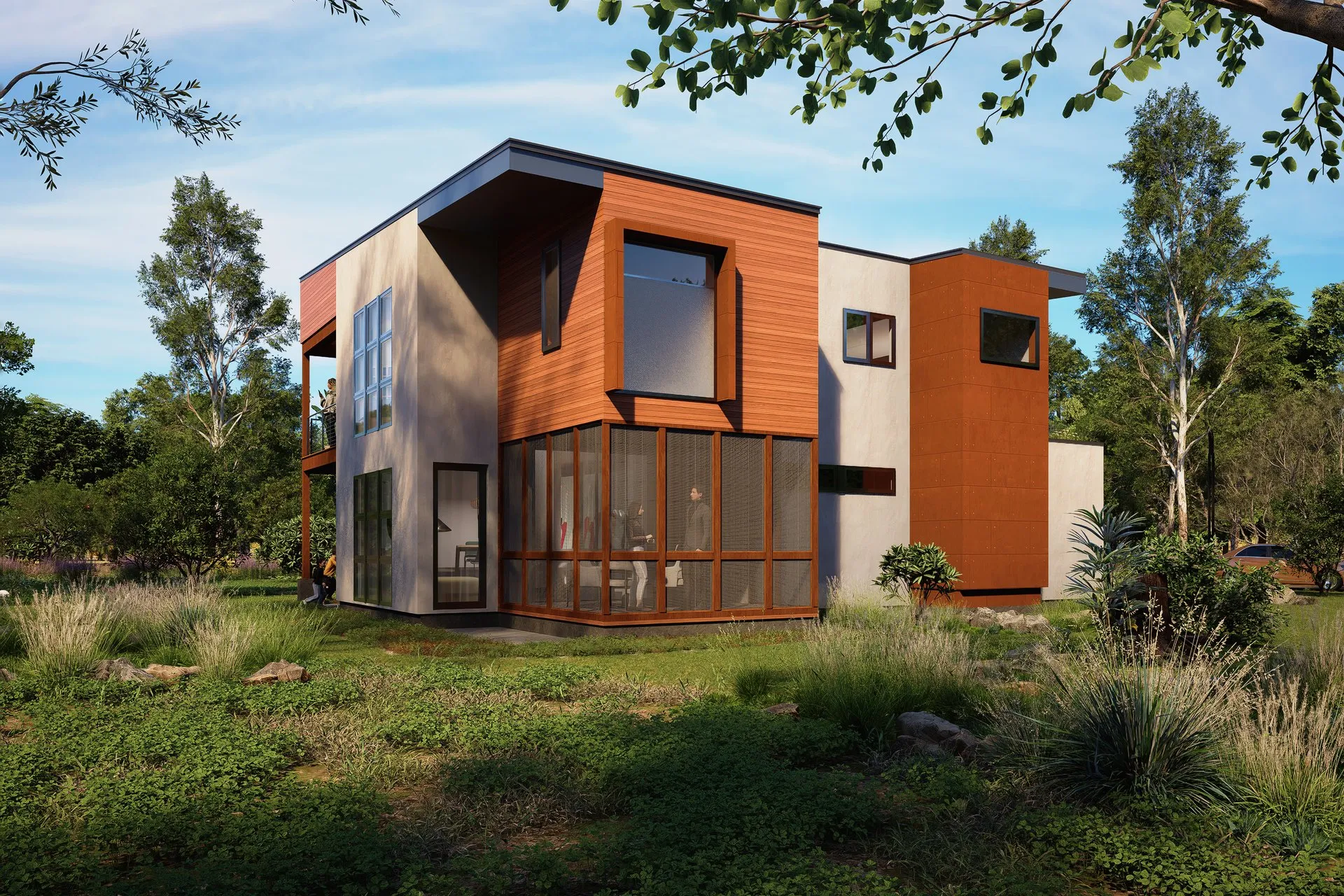 Modern Box House 107 — residential architectural visualization, view 3