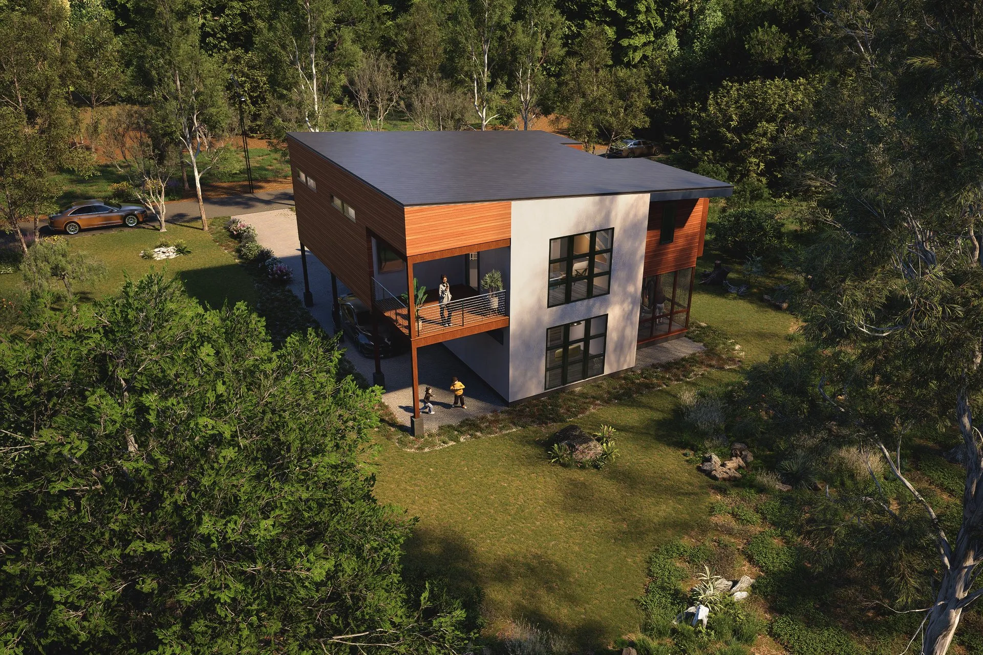 Modern Box House 107 — residential architectural visualization, view 4