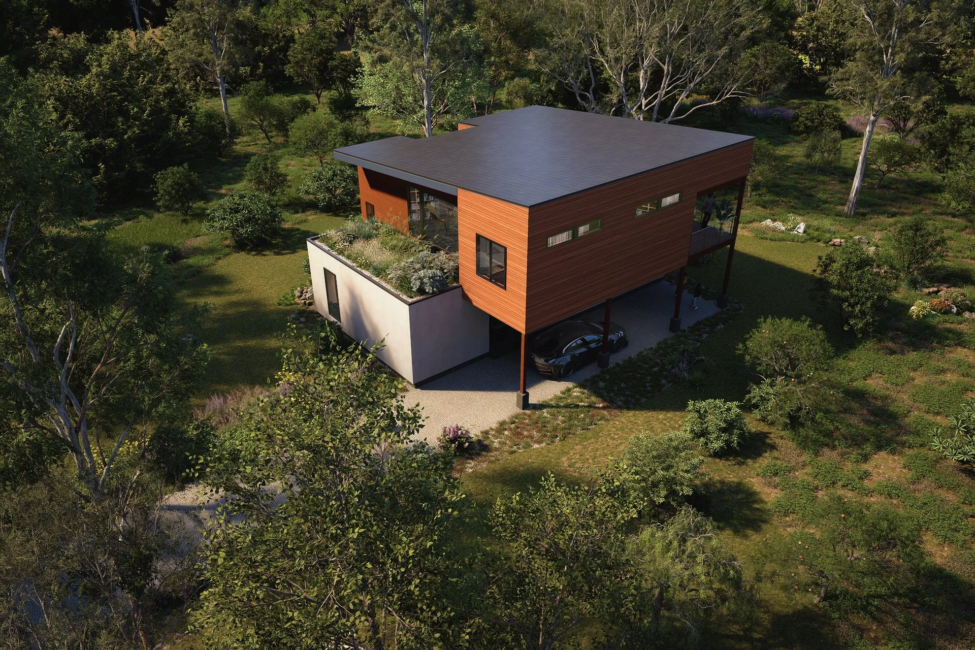 Modern Box House 107 — residential architectural visualization, view 6