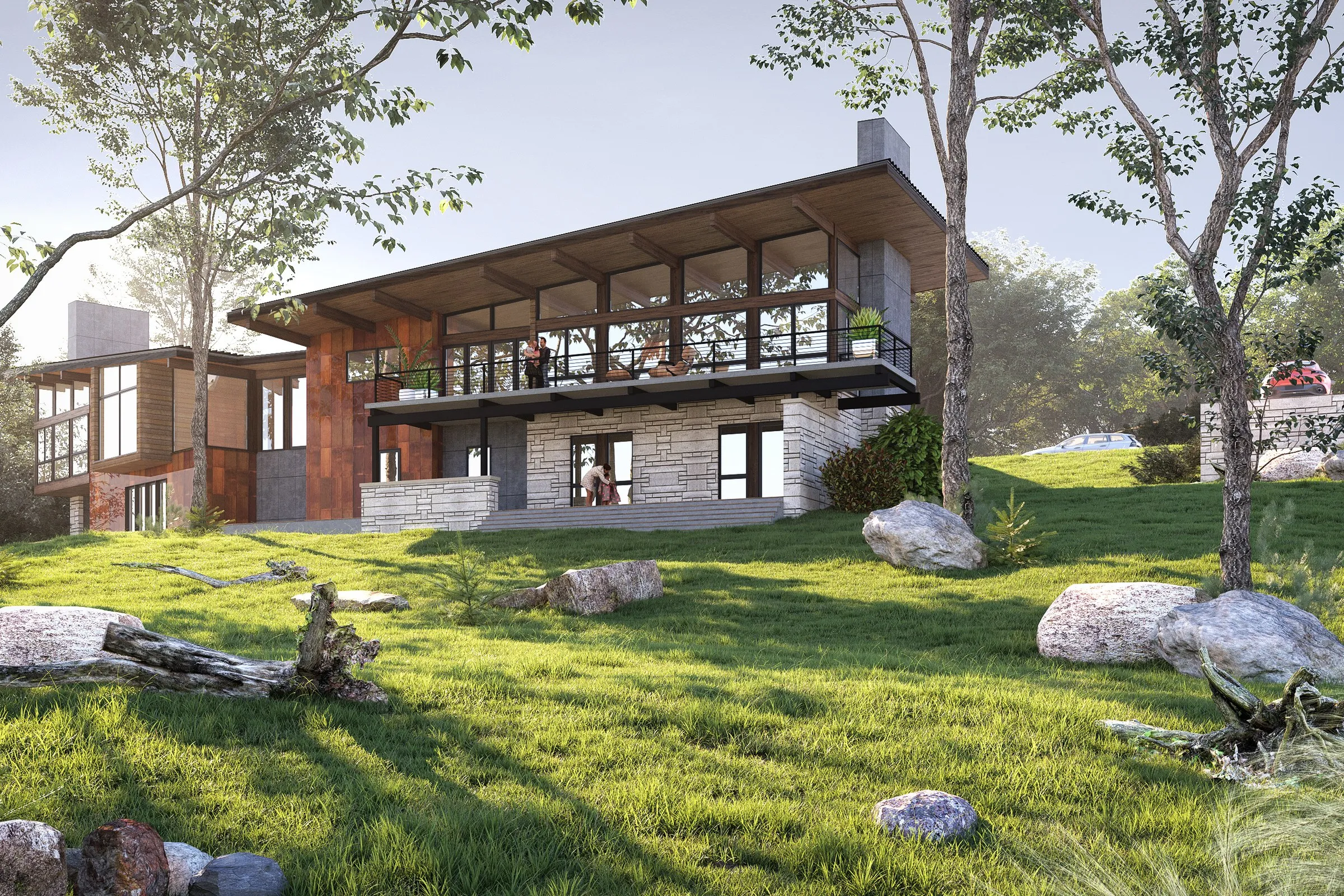 Morning View Modern Residence — residential 3D rendering by Praxis Studio