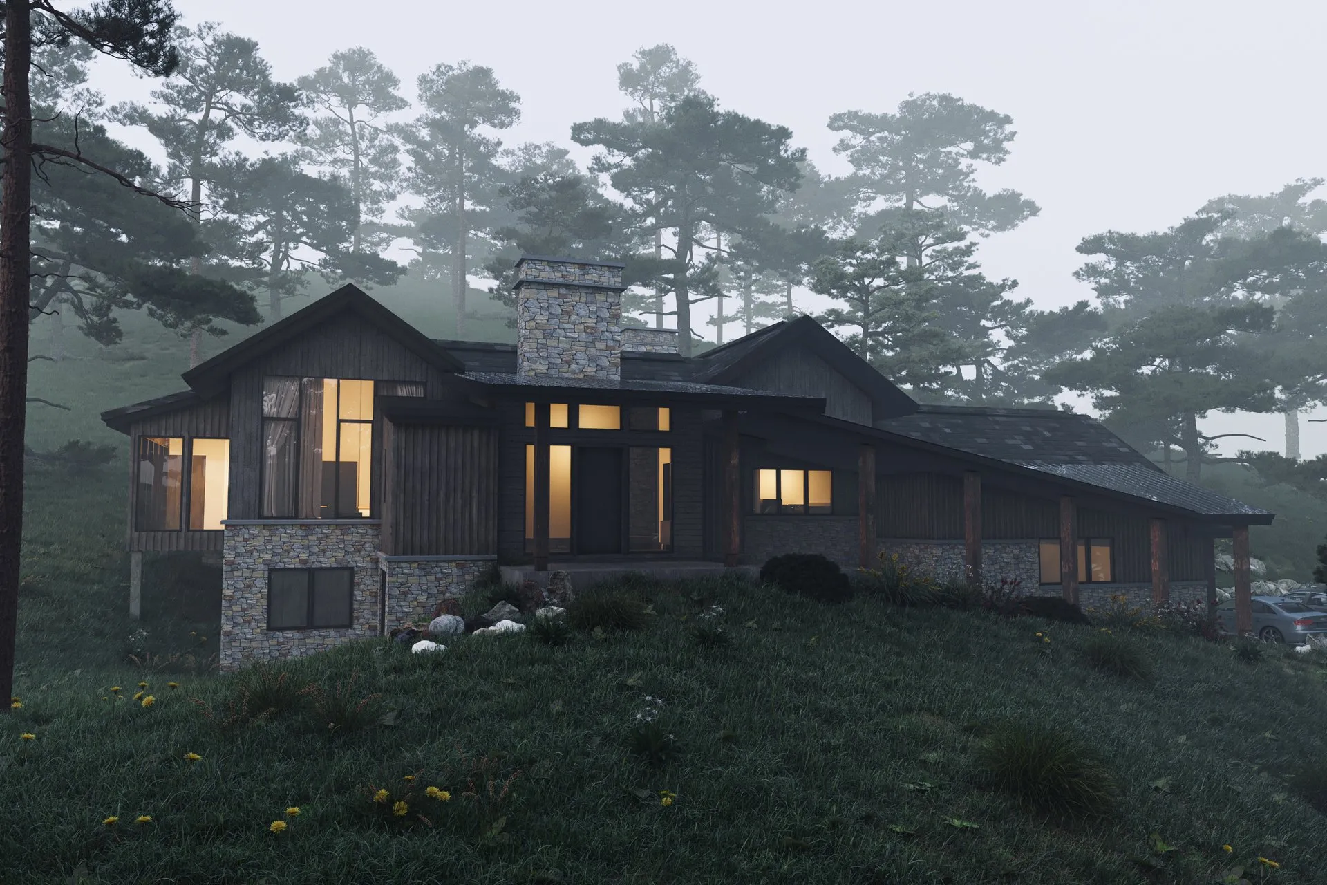 Mountain Rustic Lodge — Case Study — luxury residential architecture visualization detail 3