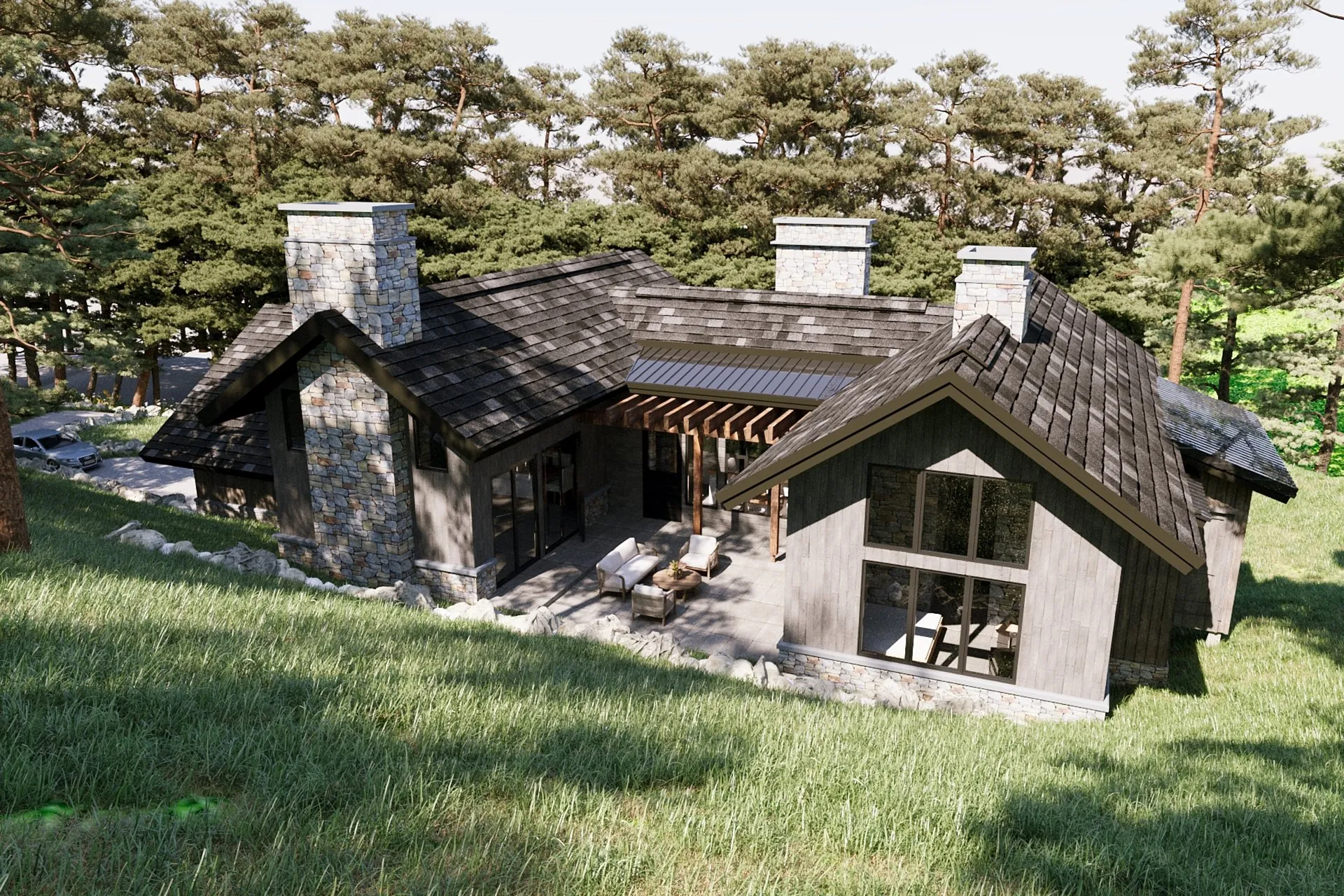 Mountain Rustic Lodge — Case Study — luxury residential architecture visualization detail 5