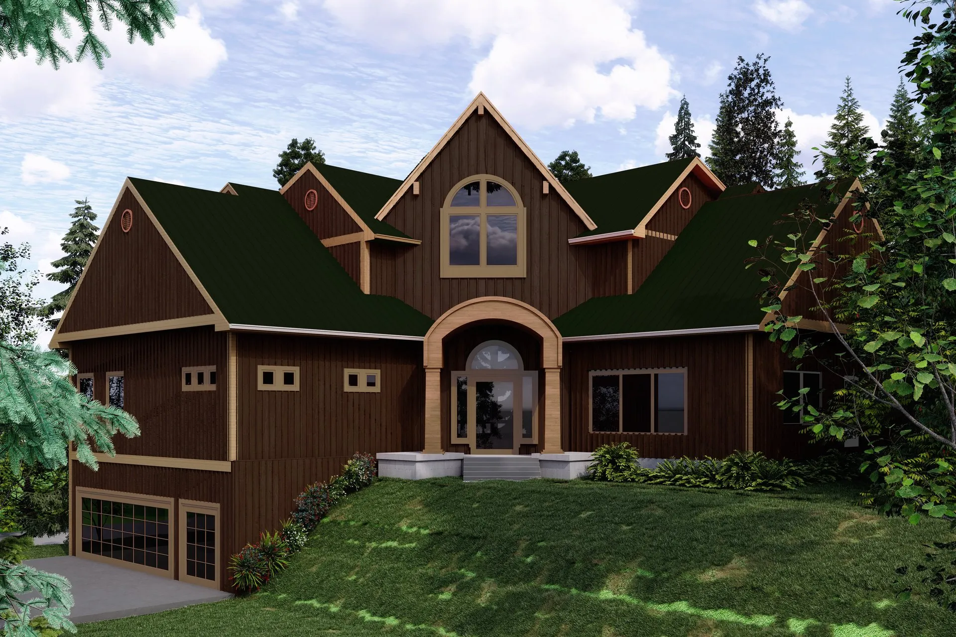 Nc Modern Lodge — residential architectural visualization, view 1