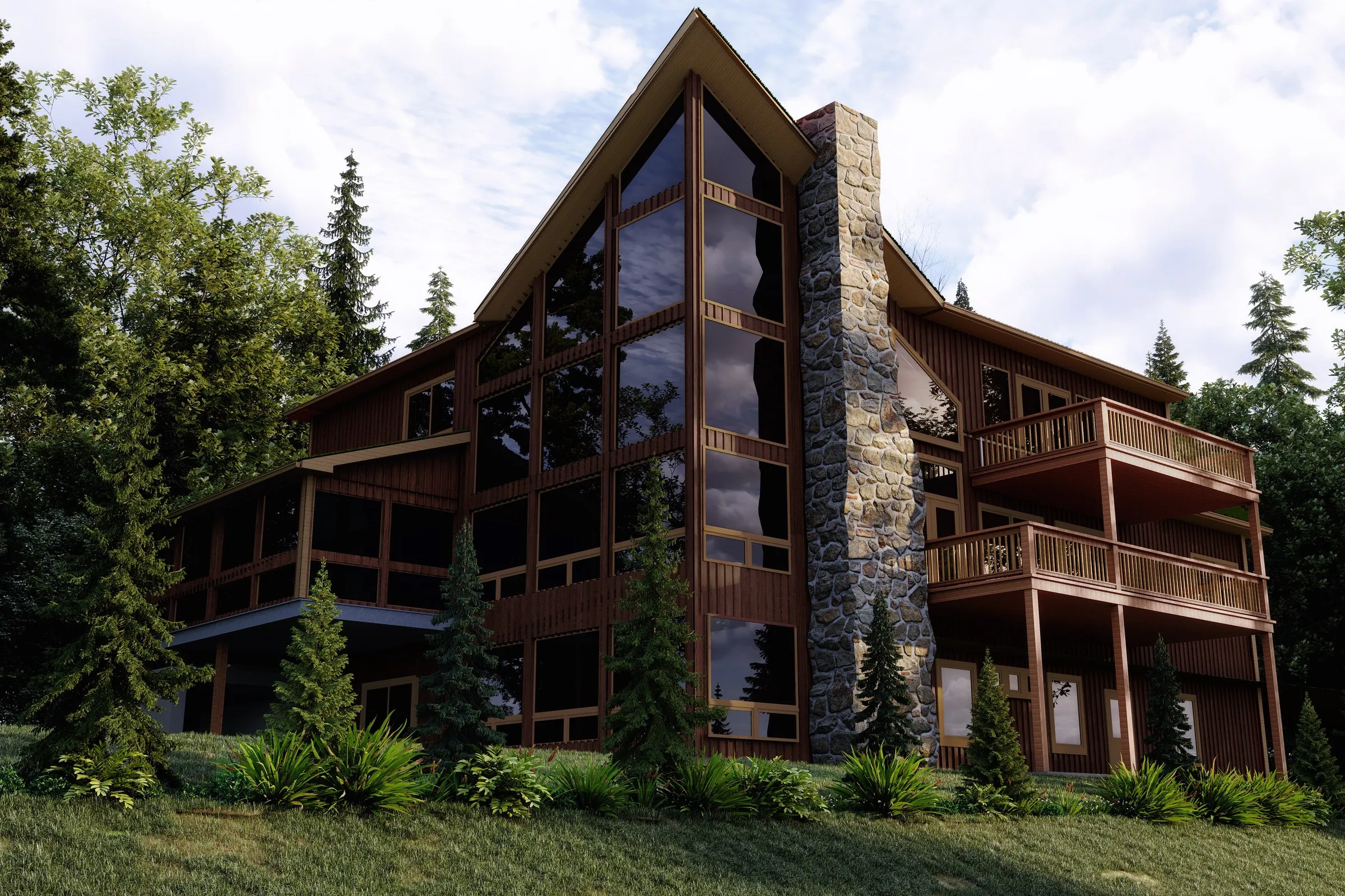 Nc Modern Lodge — residential 3D rendering by Praxis Studio