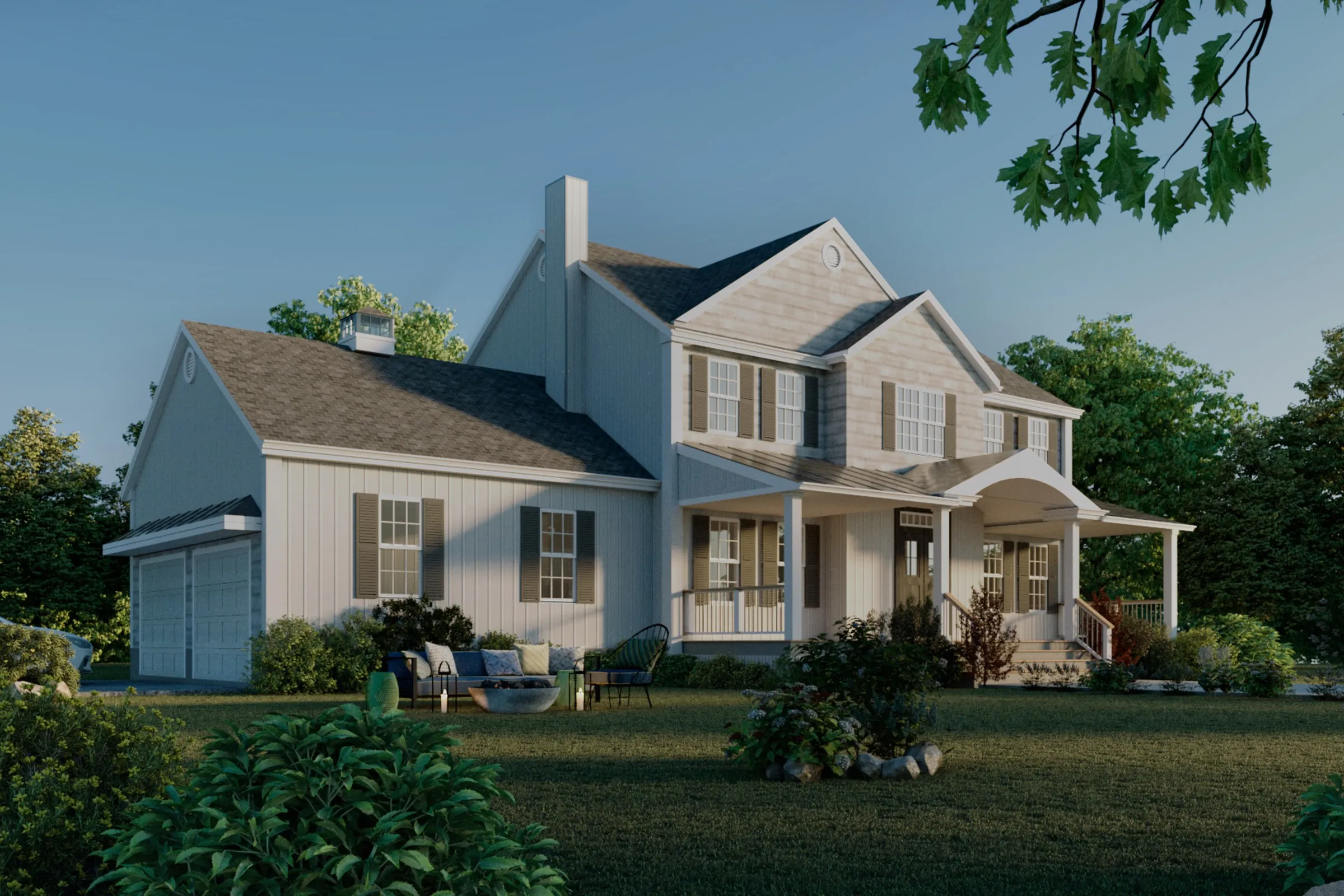 New England Colonial Farmhouse — residential 3D rendering by Praxis Studio