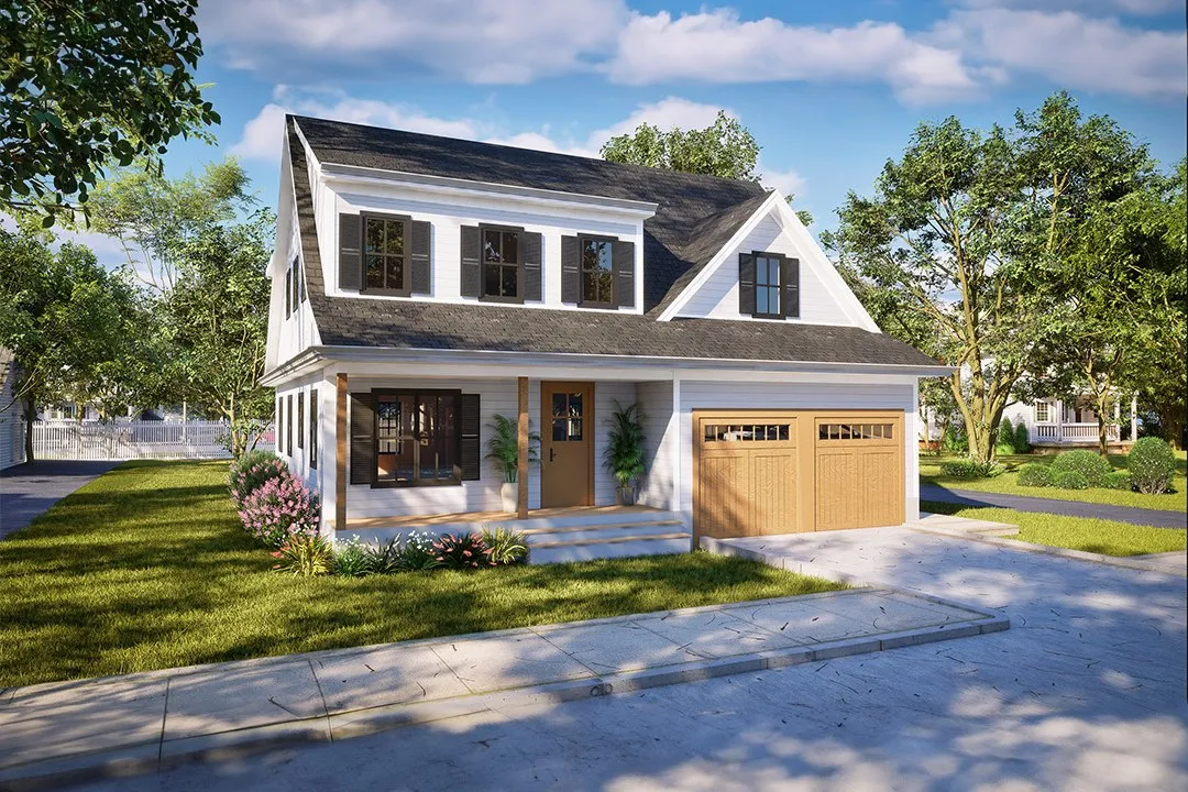 Project 09 White Farmhouse Cottage — residential 3D rendering by Praxis Studio