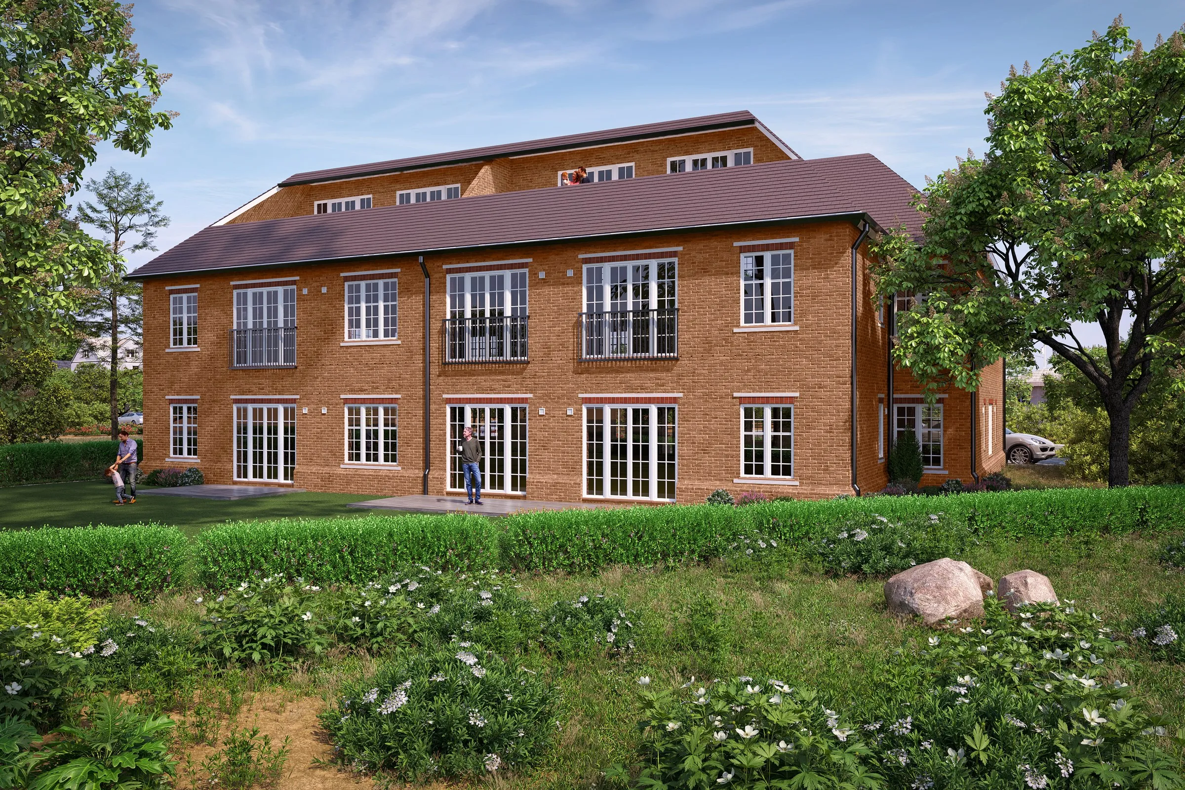 Project 32 Brick Traditional Residence — residential 3D rendering by Praxis Studio