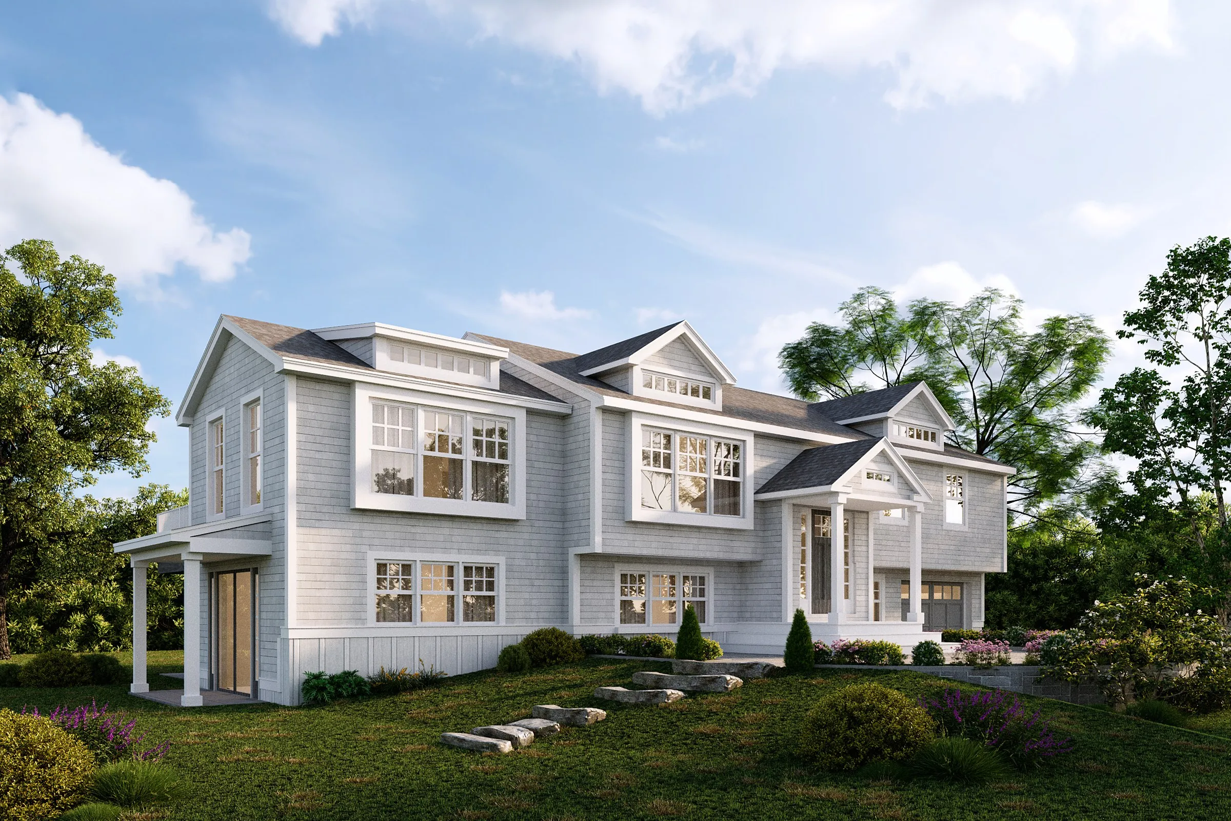 Project 42 Shingle Craftsman Home — residential 3D rendering by Praxis Studio